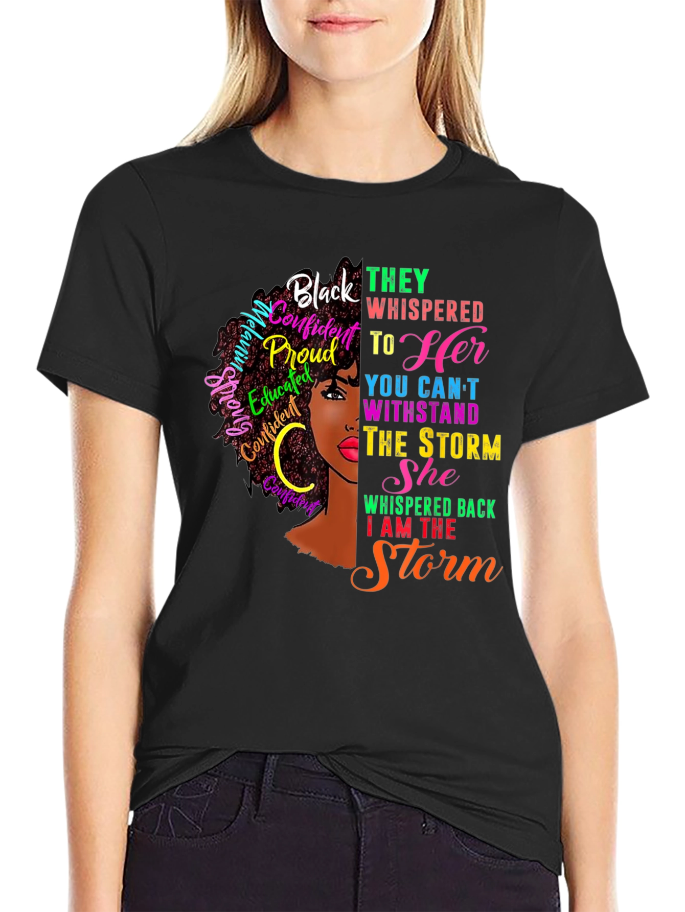 Black Black Confident Woman Graphic T-Shirt view 2