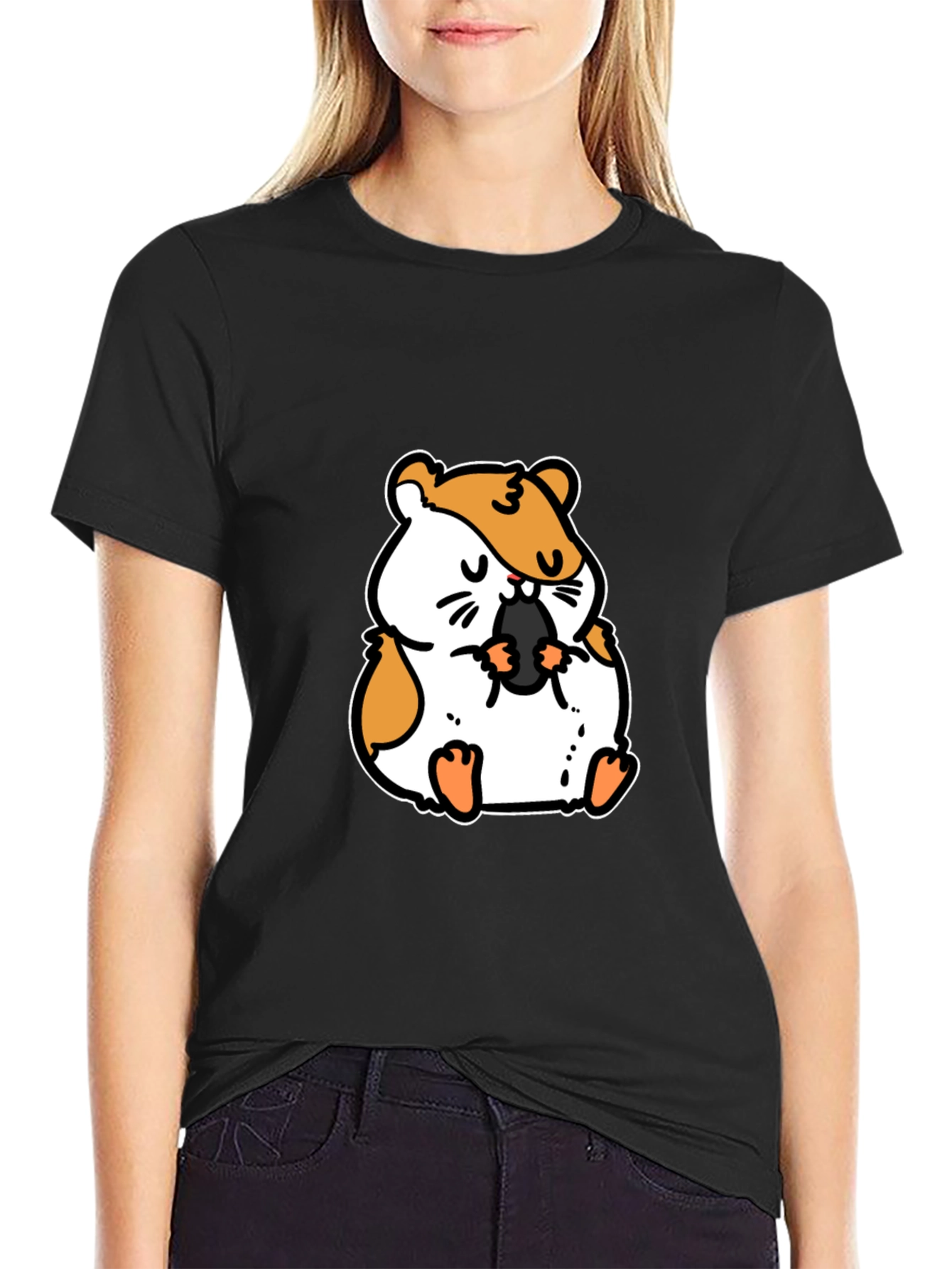 Black Hamster Graphic Tee - Cute Animal T-Shirt view 2