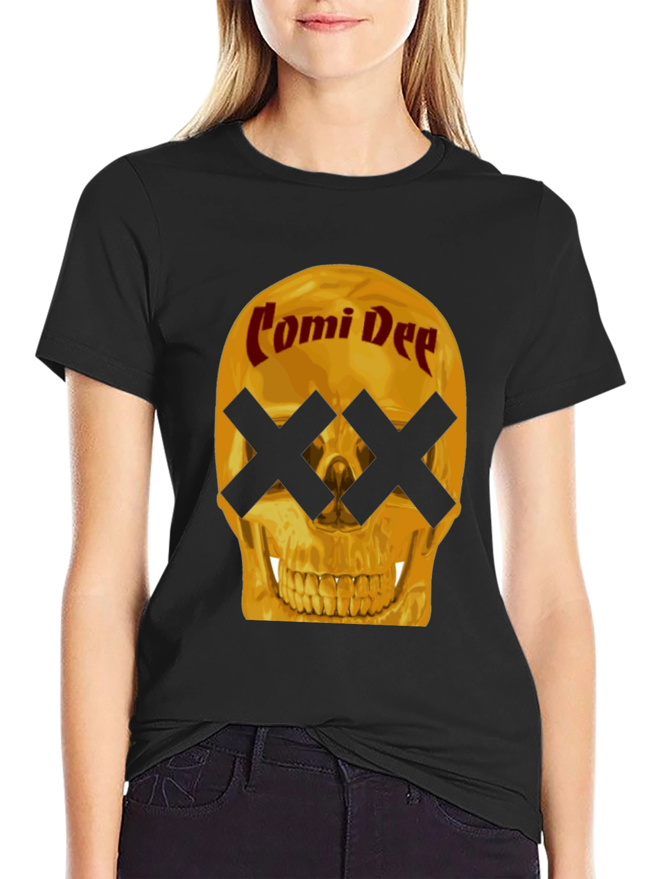 Black Comi Dee Skull T-Shirt - Black Graphic Tee view 2