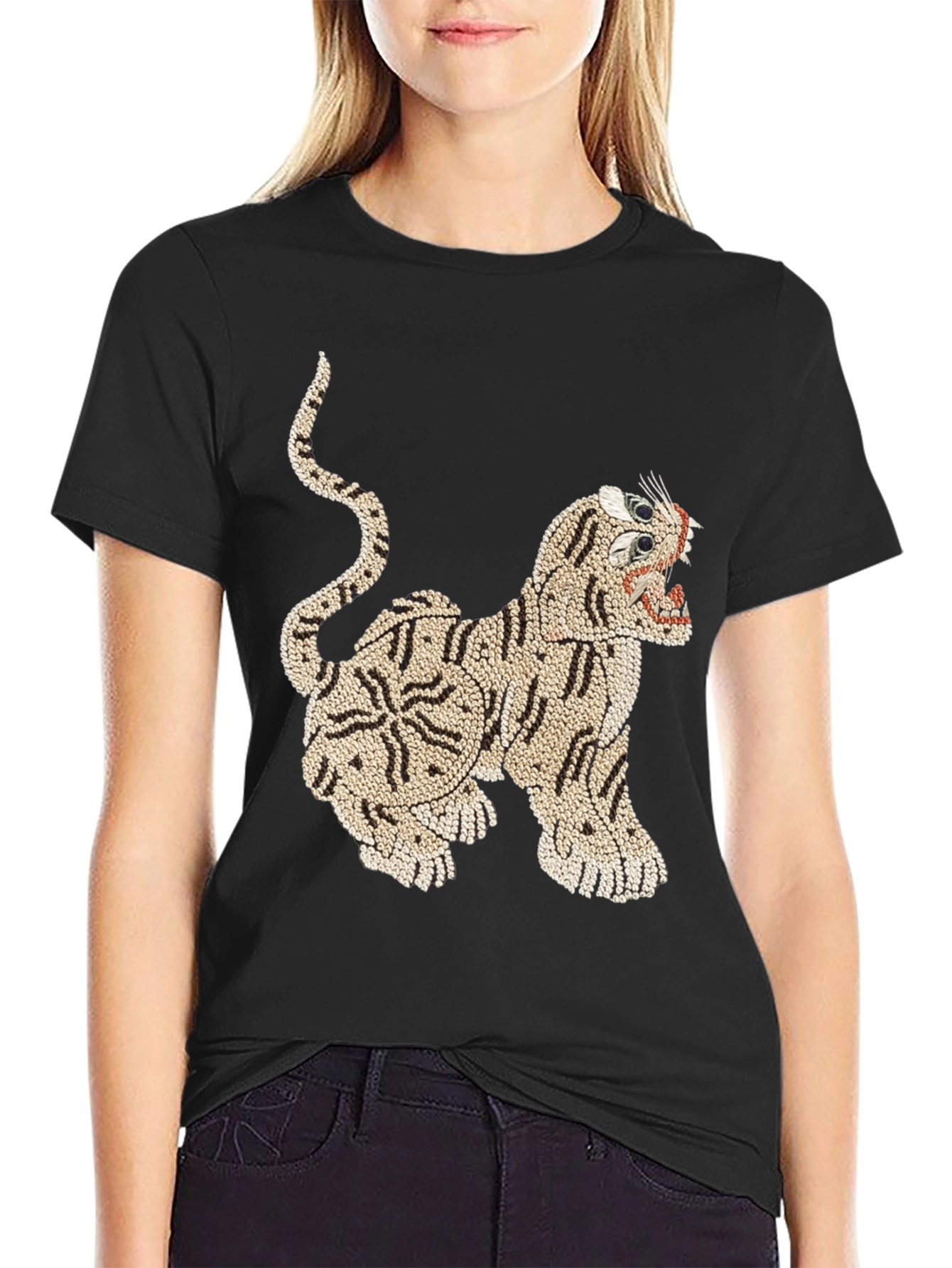 Black Tiger Graphic Print T-Shirt view 2