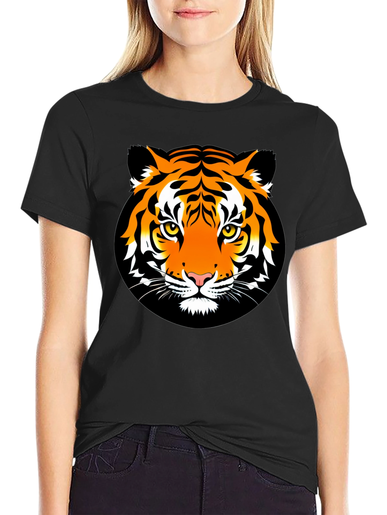 Black Tiger Graphic Tee - Bold Animal Print T-Shirt view 2