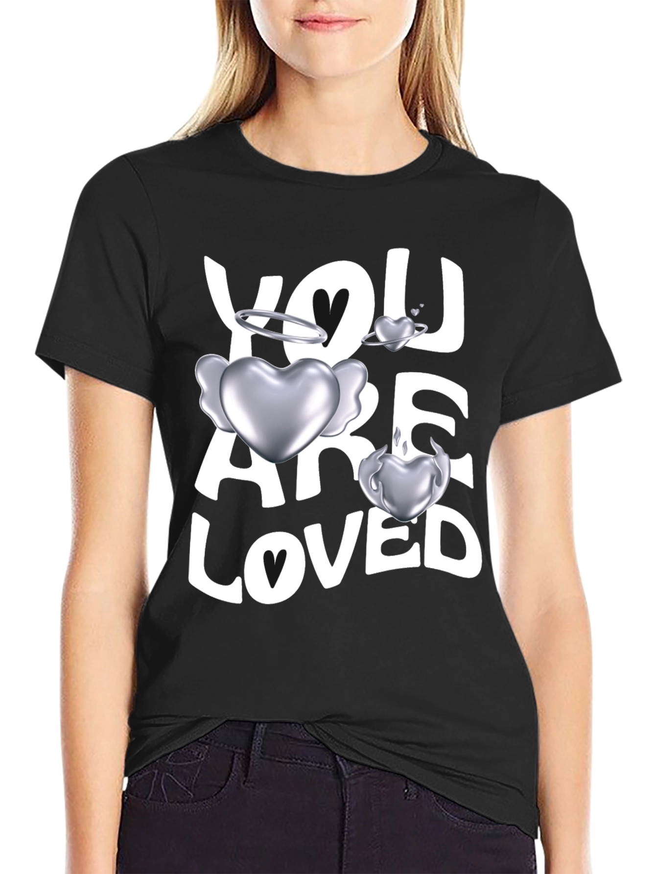 Black You Are Loved Graphic Tee view 2