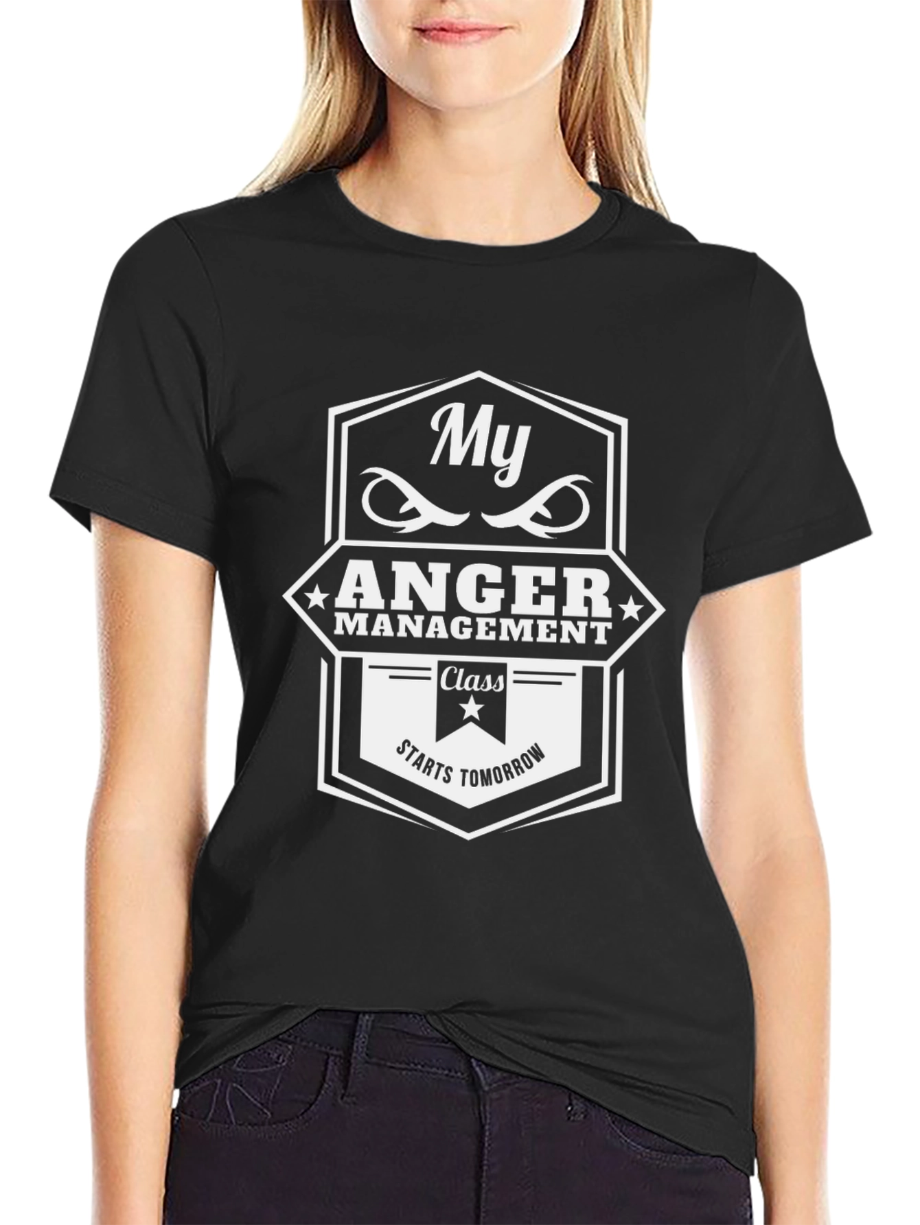 Black My Anger Management Class Starts Tomorrow Black T-Shirt view 2