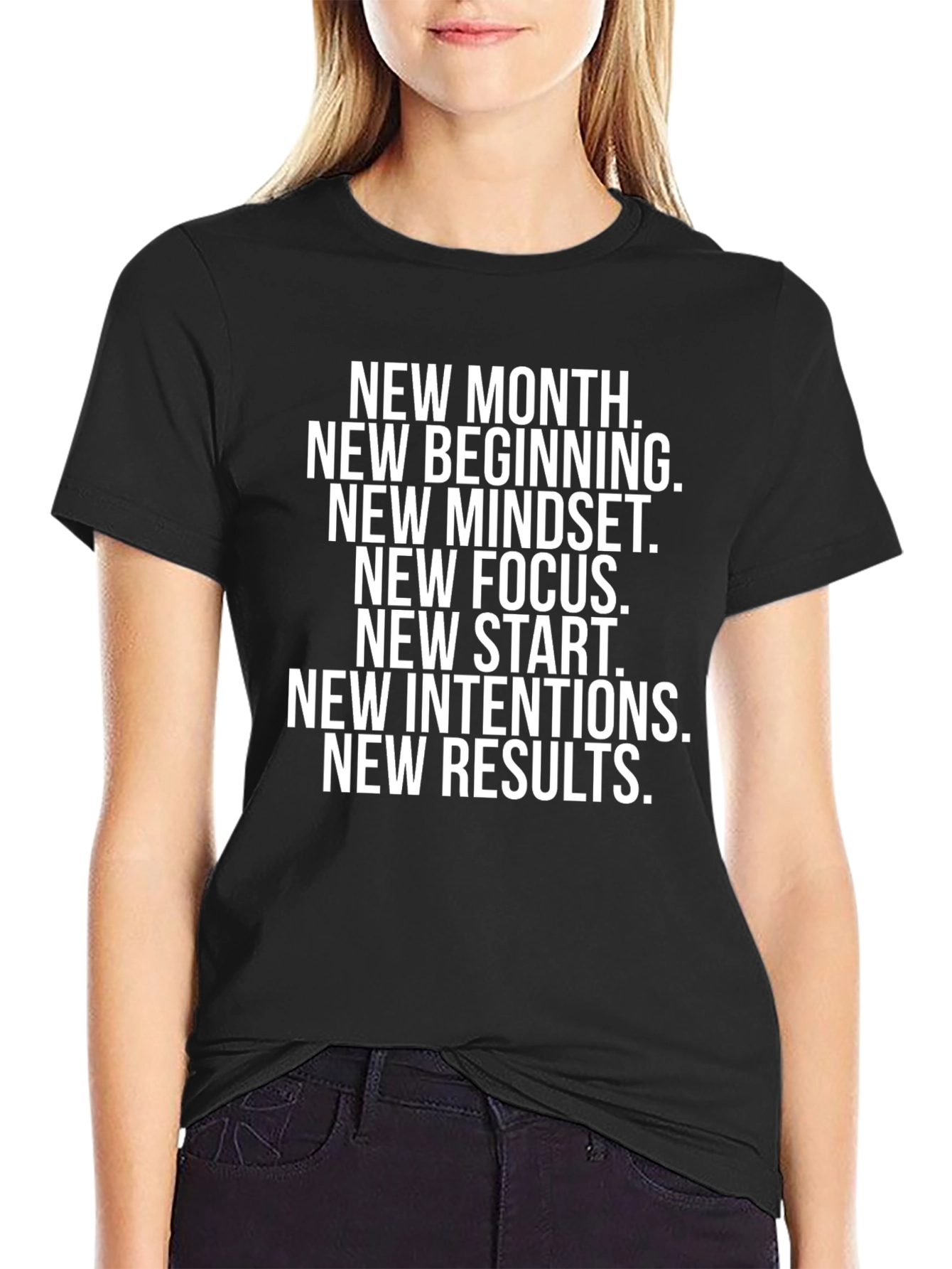 Black Motivational Black T-Shirt: New Month, New You view 2