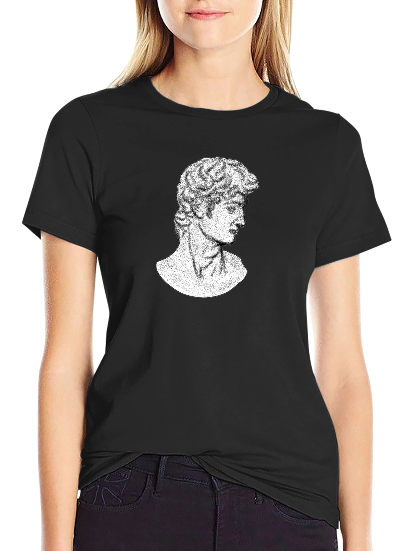 Black David Bust T-Shirt - Classic Art Graphic Tee view 2