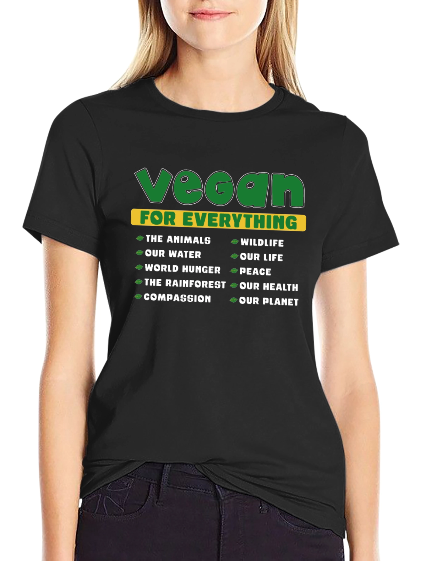 Black Vegan For Everything Graphic T-Shirt view 2