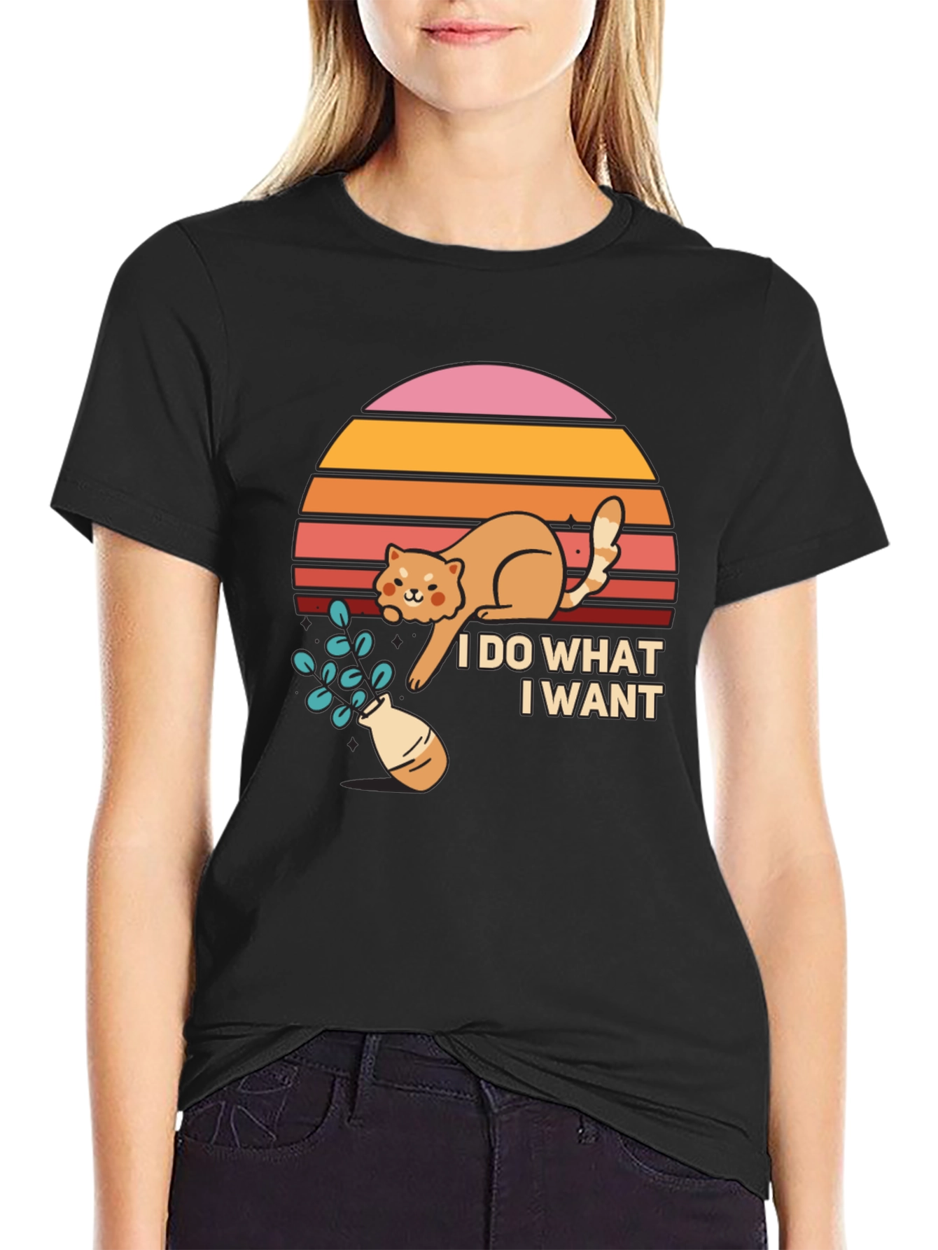 Black I Do What I Want Cat T-Shirt view 2