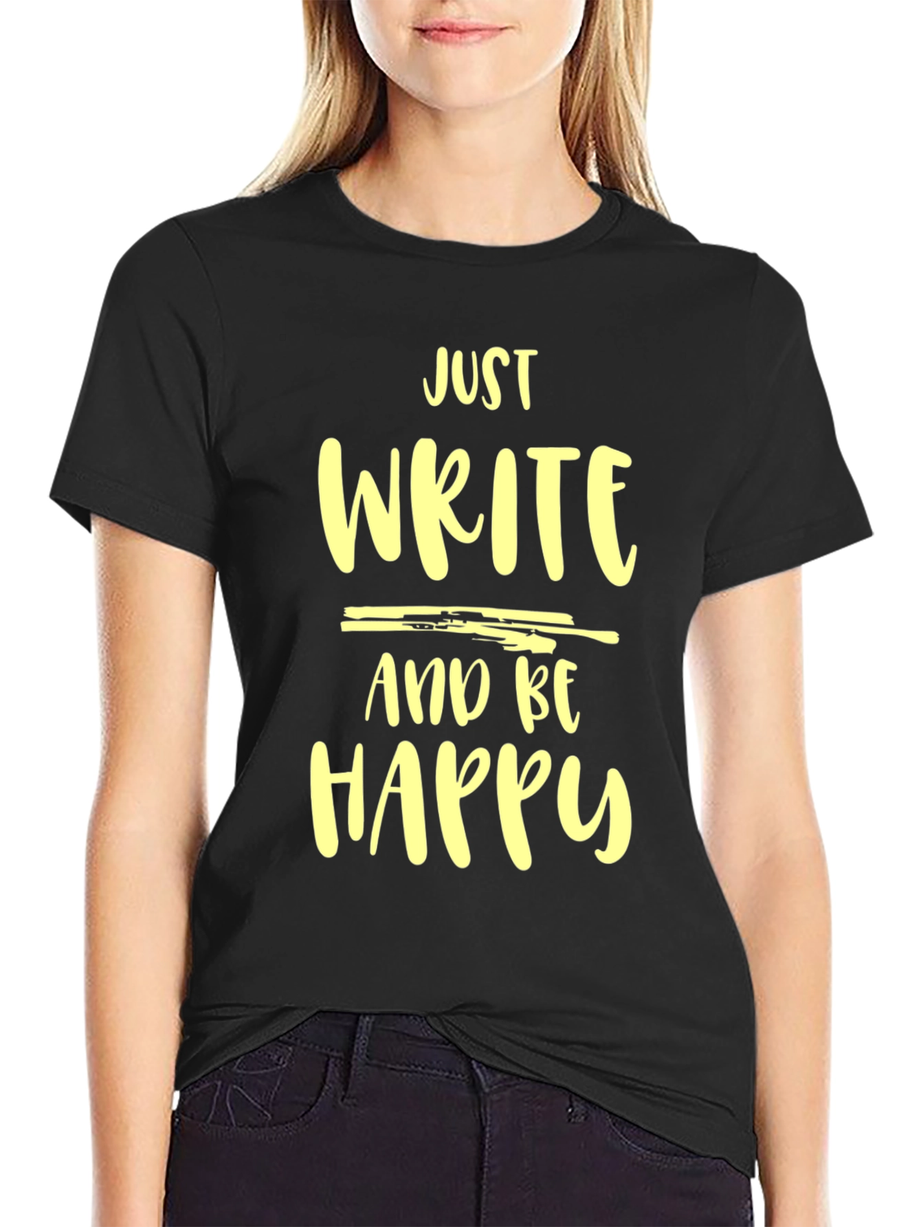 Black Just Write and Be Happy Graphic Tee view 2