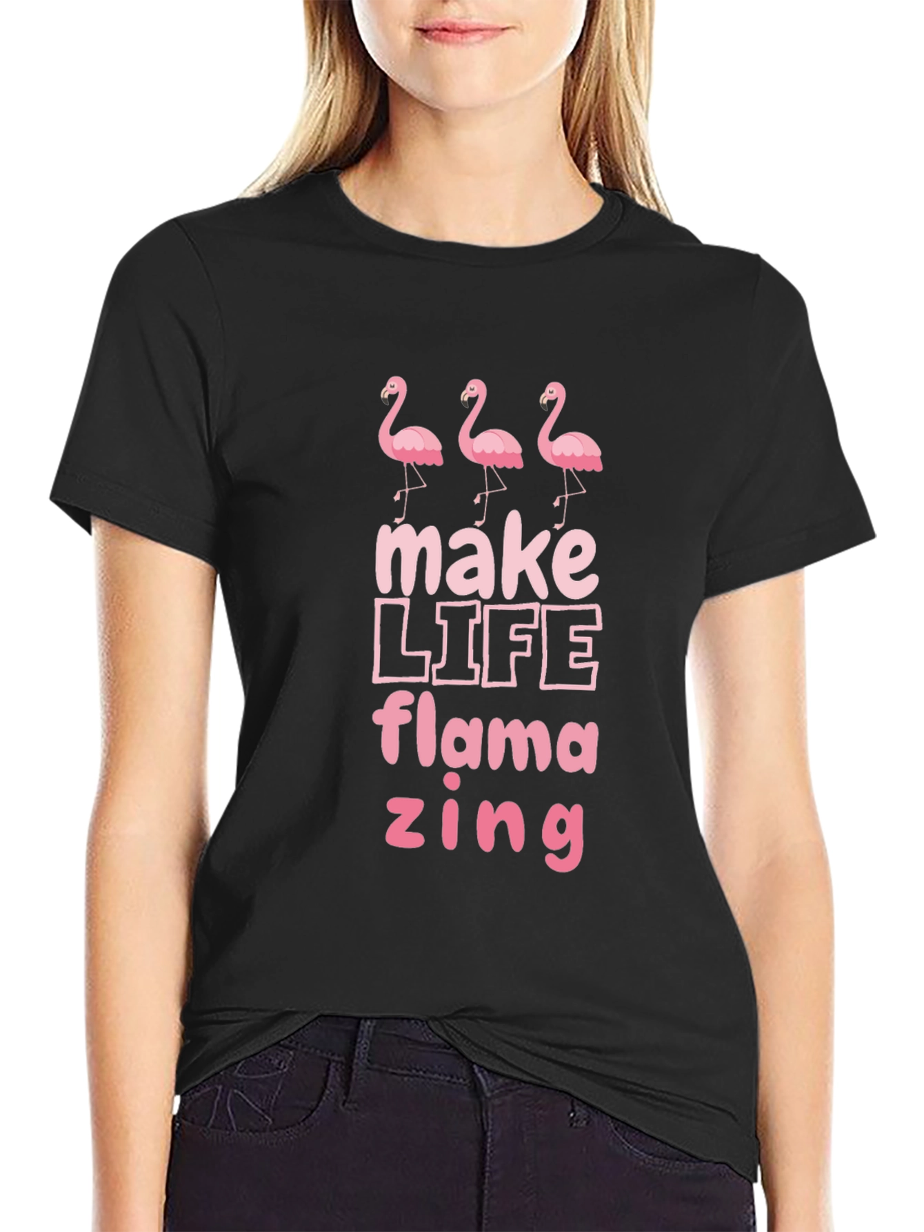 Black Flamazing Flamingo Graphic Tee - Black view 2