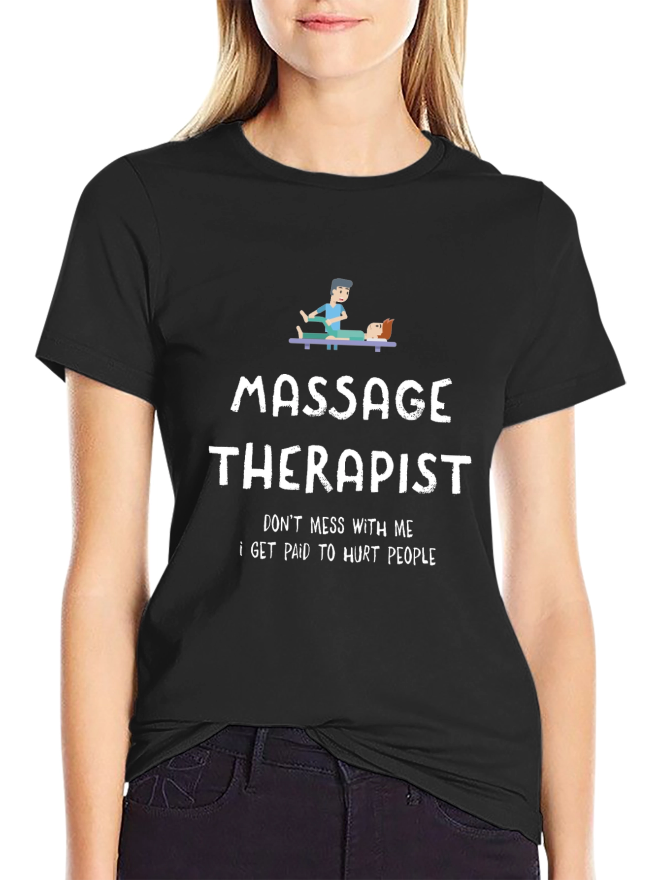 Black Massage Therapist Funny T-Shirt view 2