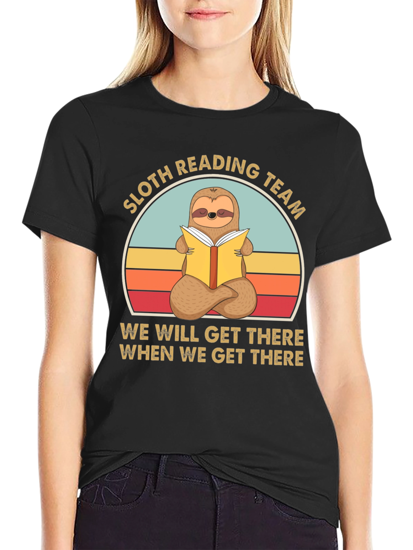 Black Sloth Reading Team Graphic Tee - Relaxed Fit view 2