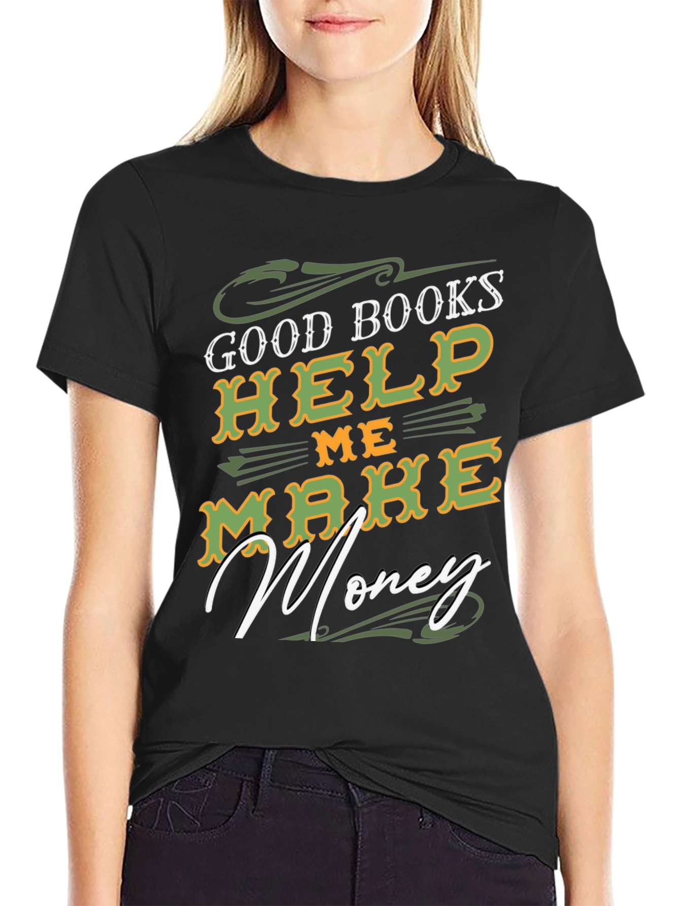 Black Good Books Help Me Make Money T-Shirt view 2