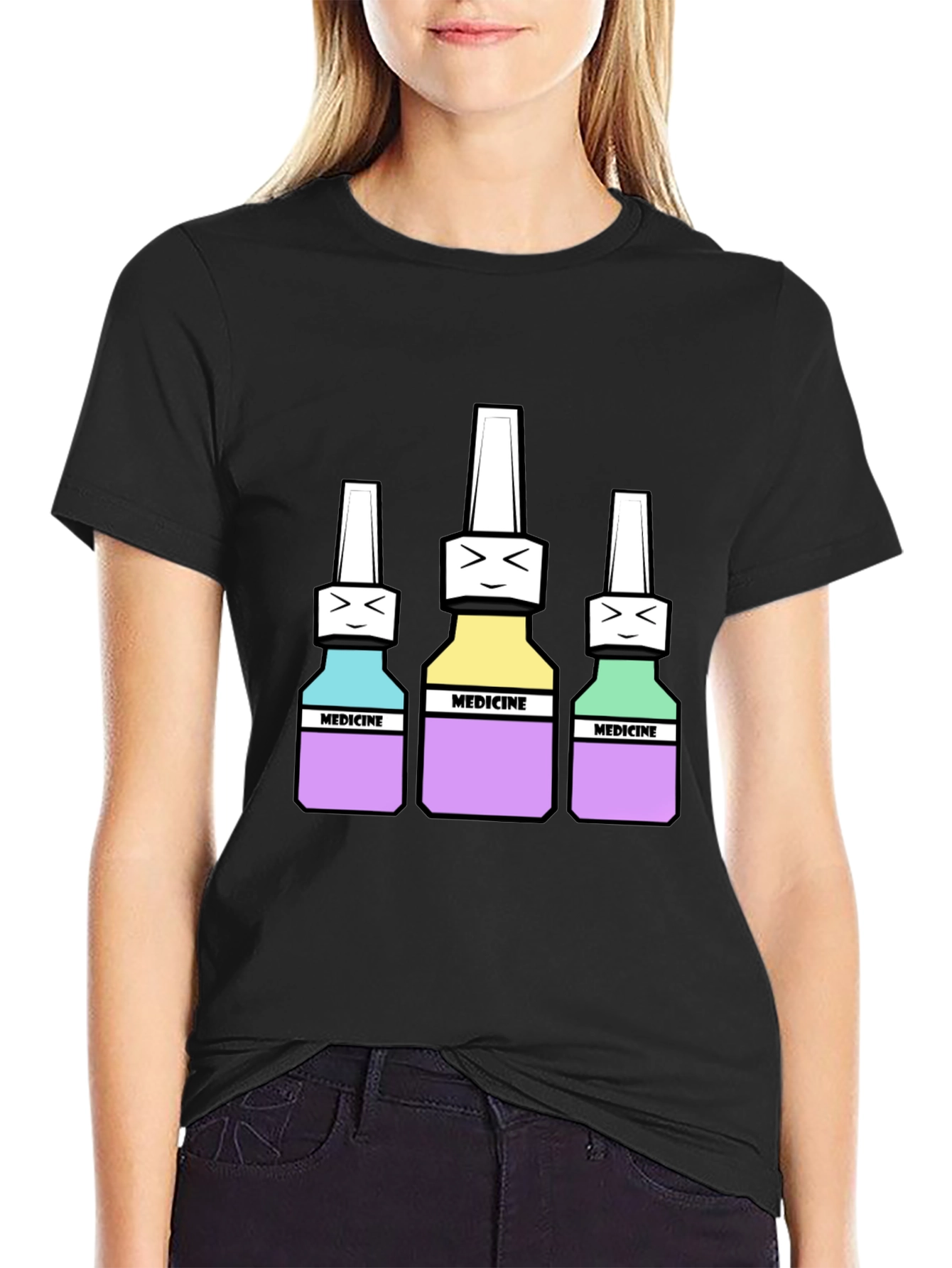 Black Medicine Bottles Graphic Tee - Unisex view 2