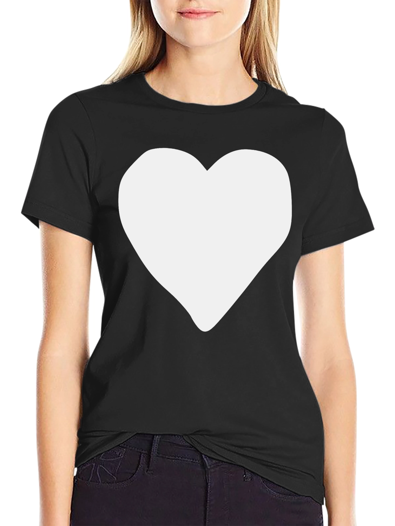 Black Heart Graphic Tee - Black Cotton Casual Shirt view 2