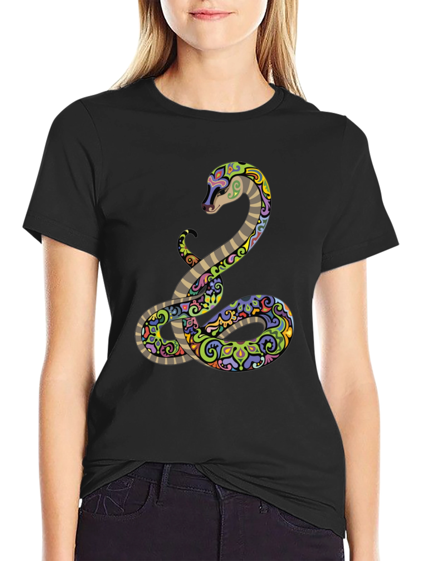 Black Cool Snake Graphic Tee - Black T-Shirt view 2