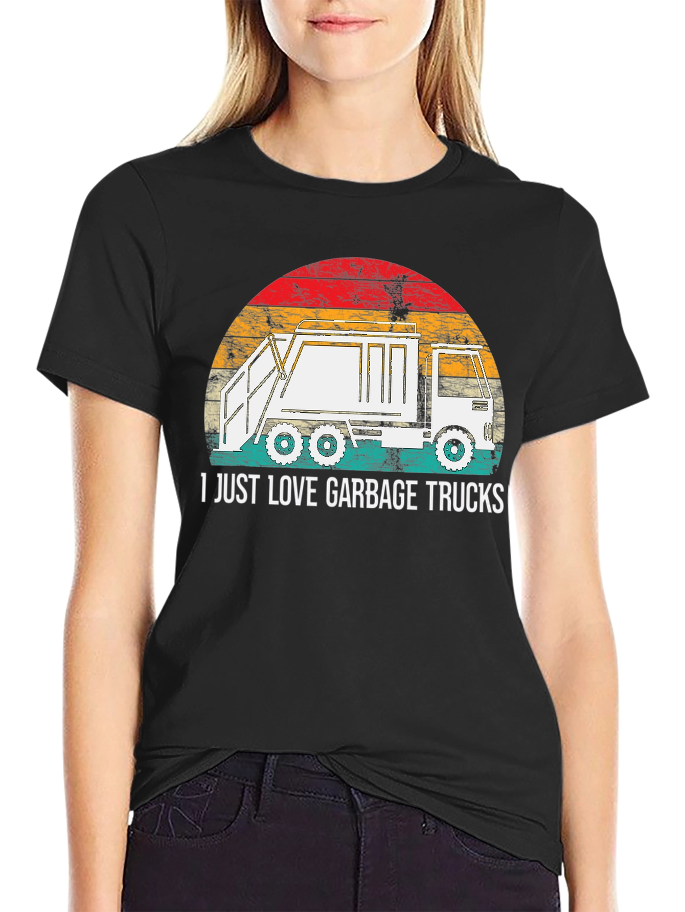 Black I Love Garbage Trucks Graphic Tee view 2