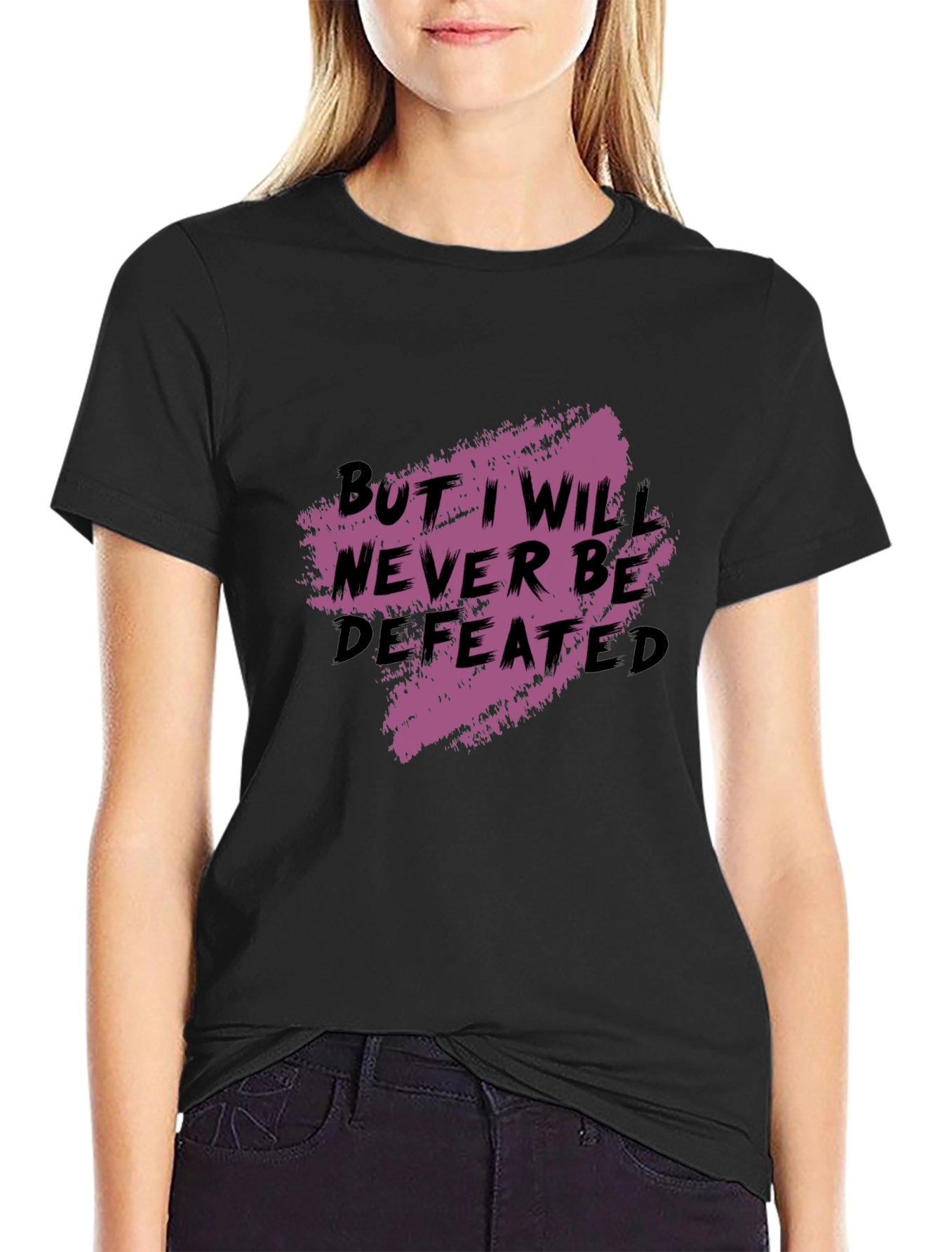 Black Never Be Defeated Graphic T-Shirt view 2