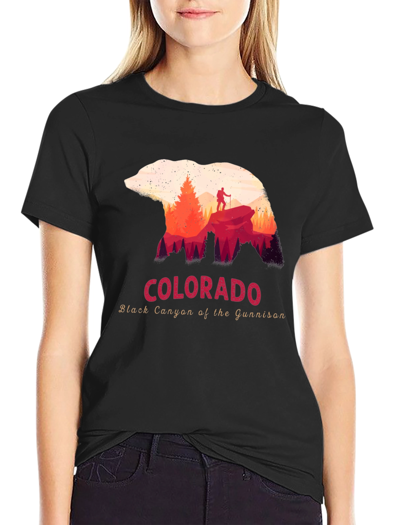 Black Colorado Black Canyon Bear Graphic T-Shirt view 2