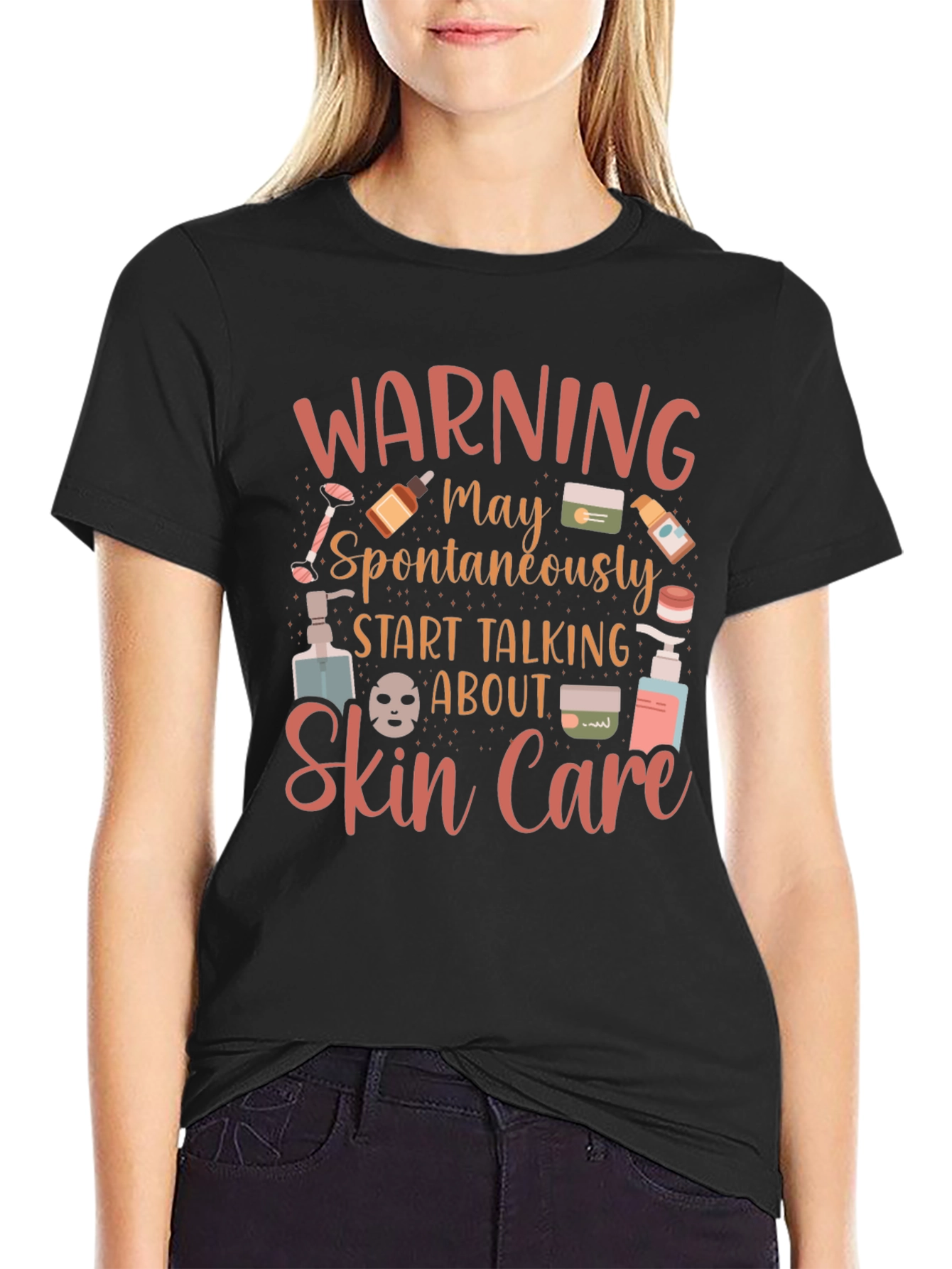 Black Warning Skin Care T-Shirt view 2