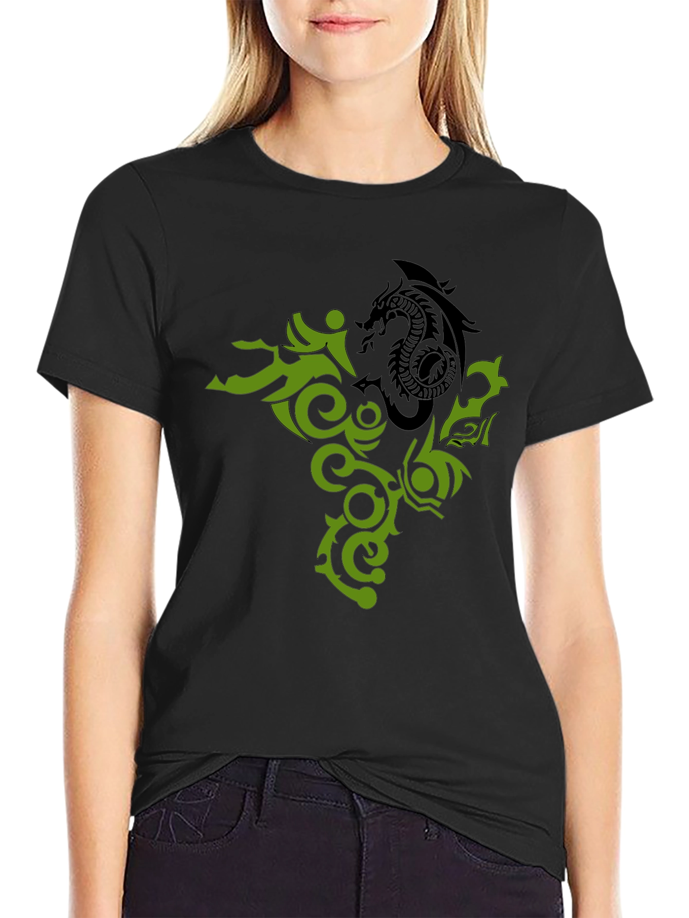 Black Dragon Tattoo Graphic Black T-Shirt view 2