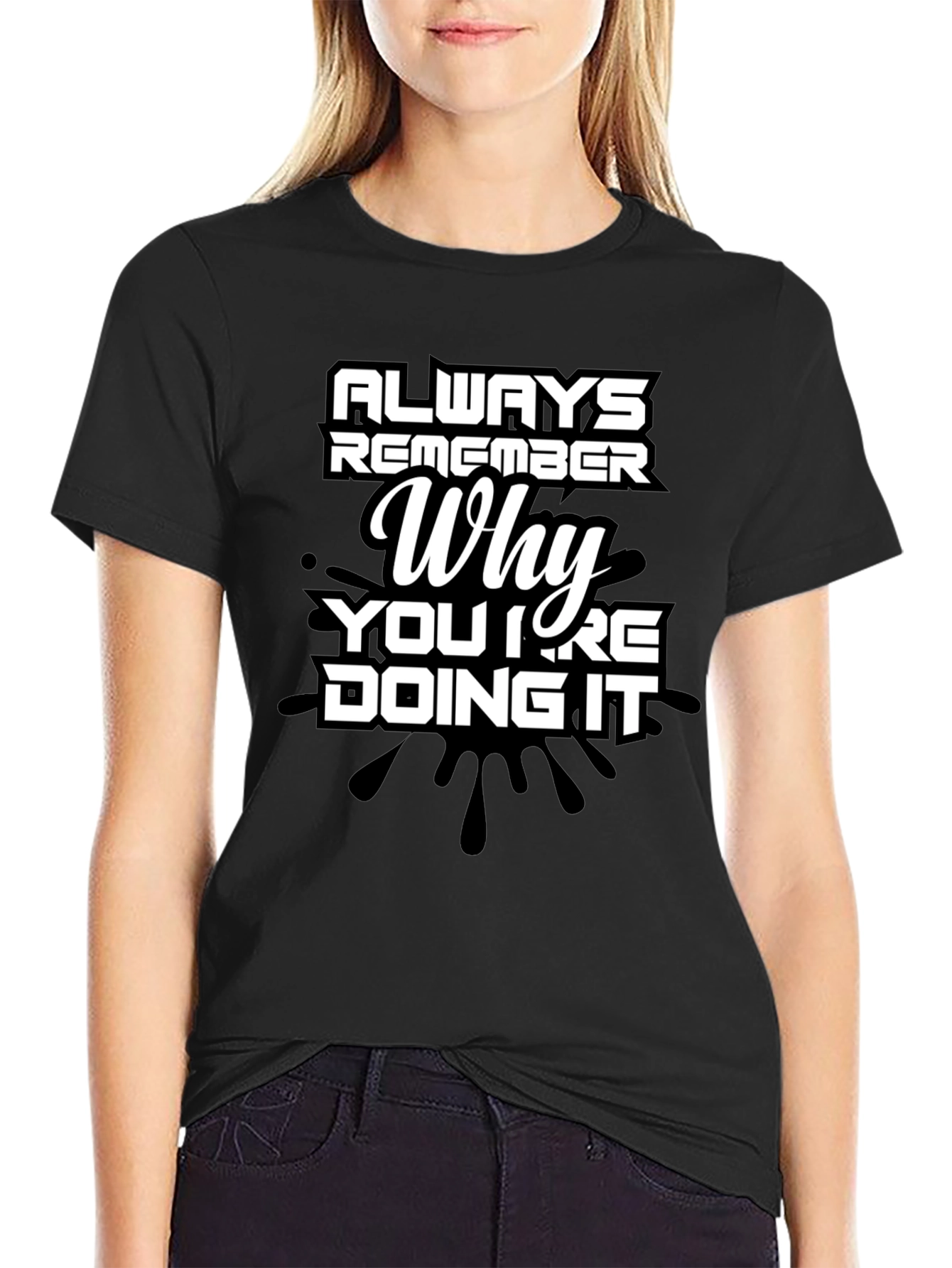 Black Always Remember Why Men's T-Shirt - Motivational Quote Tee view 2