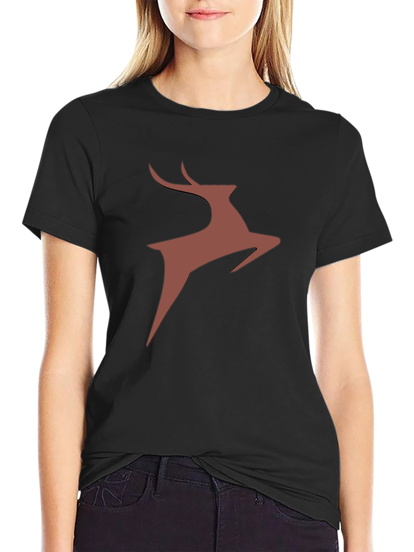 Stylish Deer Graphic Tee - Black Cotton Blend - 2