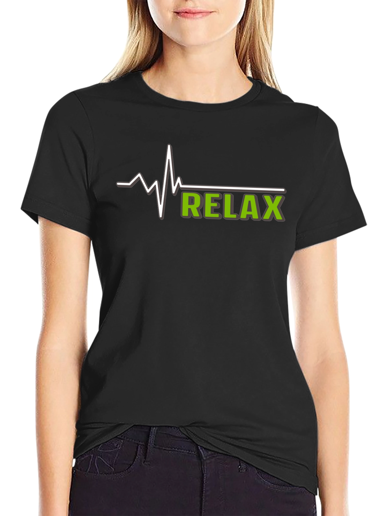 Black Relax Heartbeat T-Shirt - Casual Comfort view 2