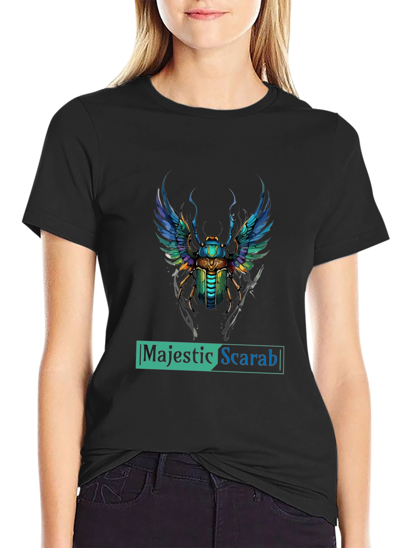 Black Majestic Scarab Graphic Tee - Premium Comfort Fit view 2