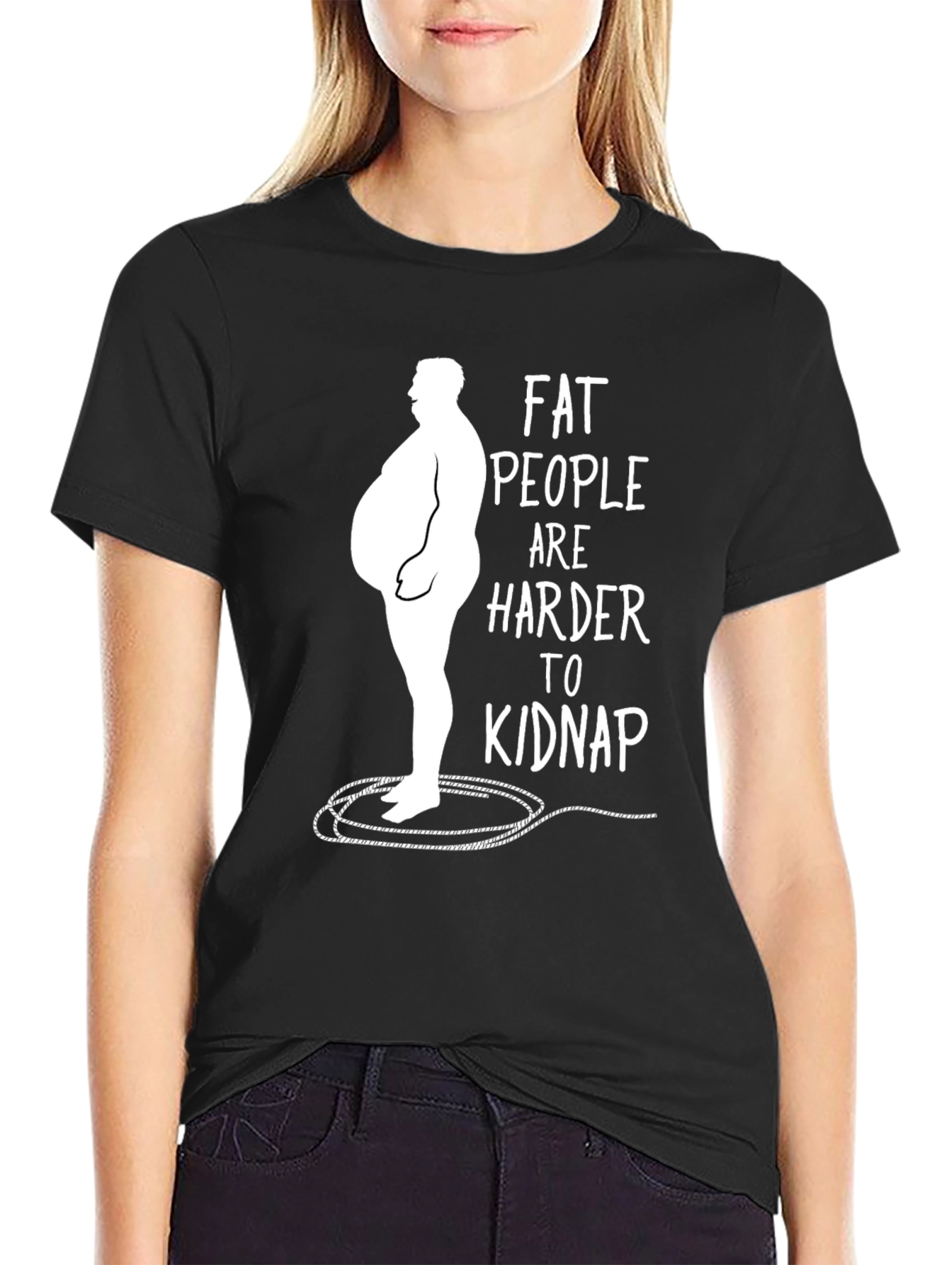 Black Fat People Harder to Kidnap Graphic Tee view 2