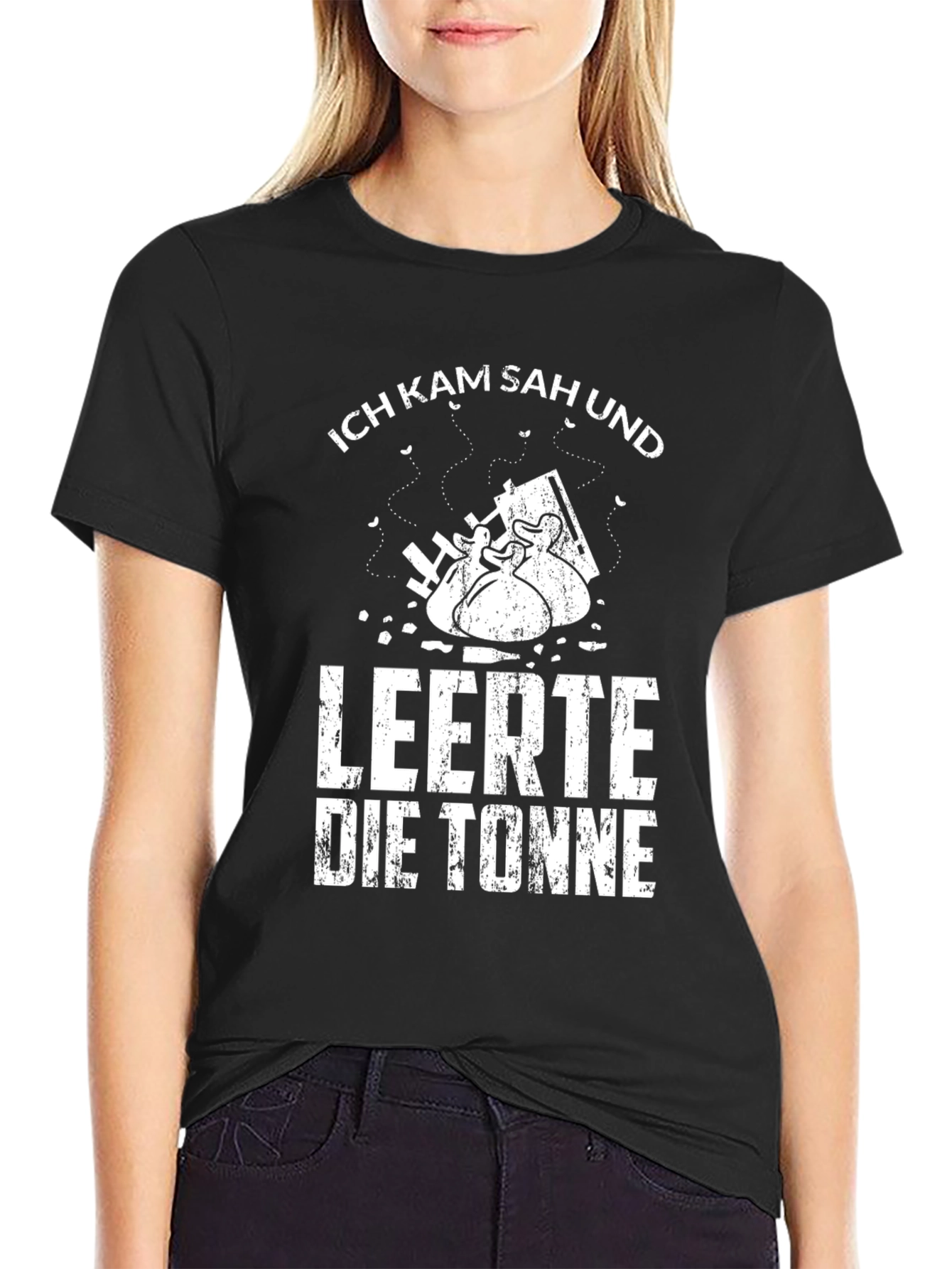 Black Ich Kam Sah Und Leerte Die Tonne Black T-Shirt view 2