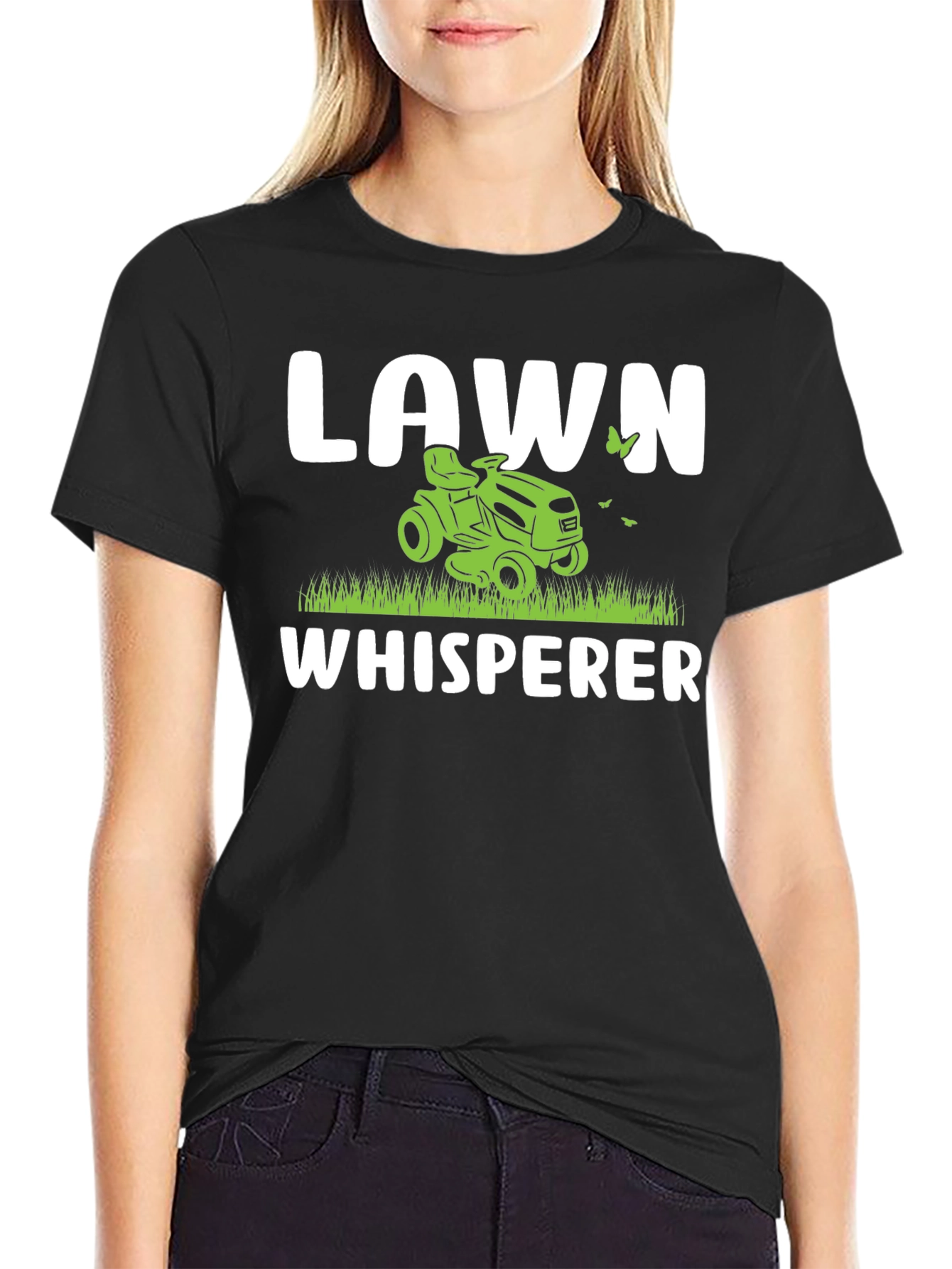 Black Lawn Whisperer Graphic Tee - Gardening Humor Shirt view 2