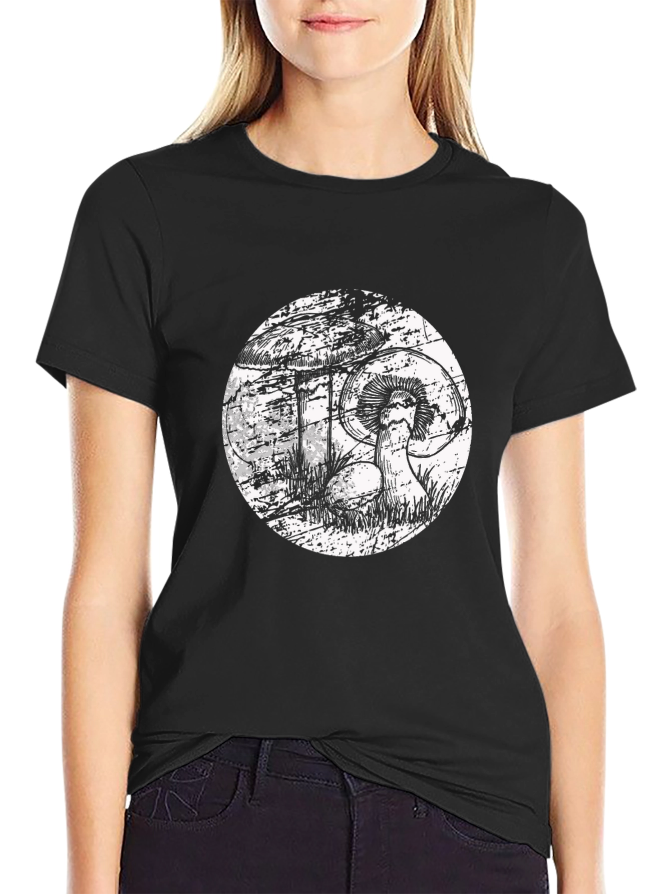 Black Mushroom Graphic Tee - Unique Design, Casual Style view 2