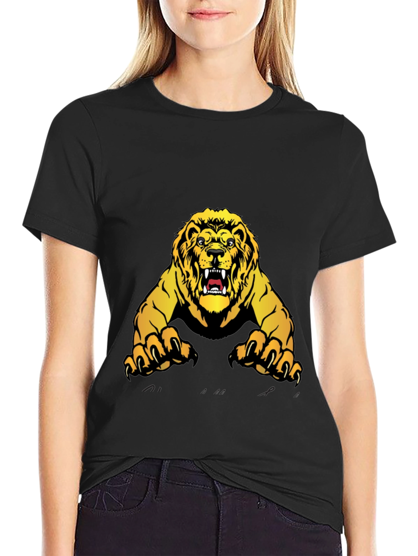 Black Lion Graphic Black T-Shirt - Fierce Style view 2