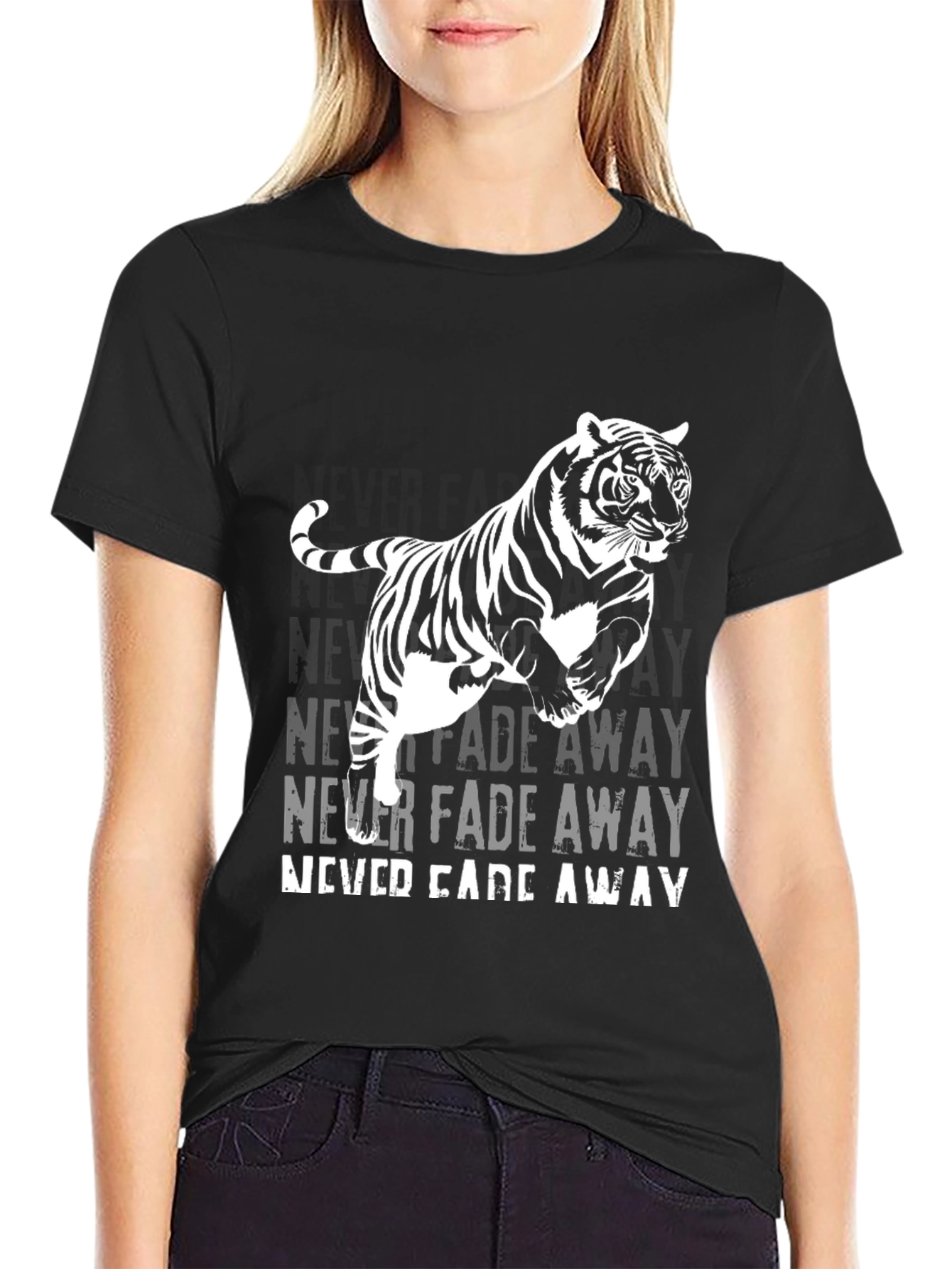 Black Bold Tiger Graphic Tee - Never Fade Away view 2