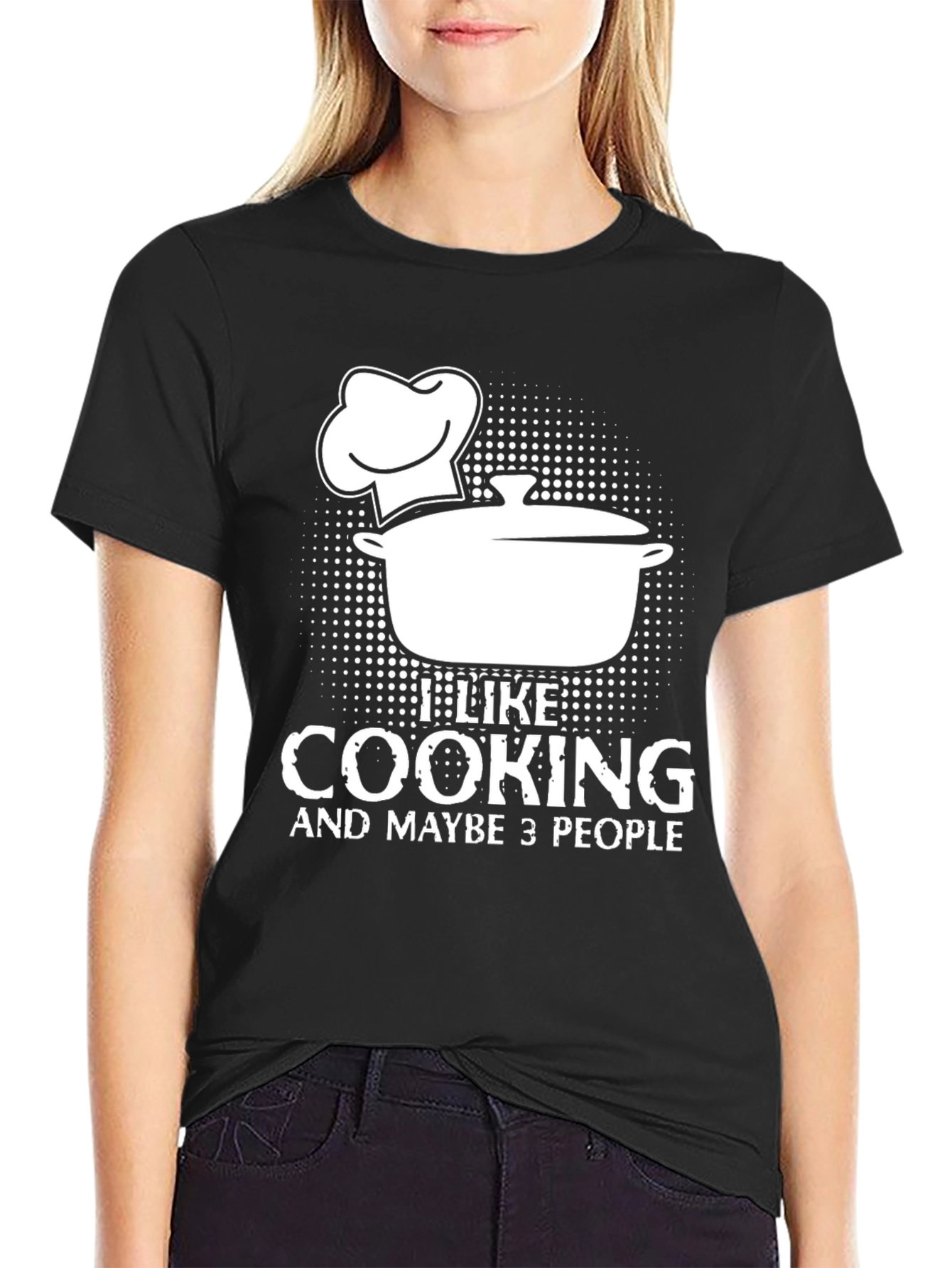 Black Funny Cooking Lover T-Shirt - I Like Cooking and Maybe 3 People view 2