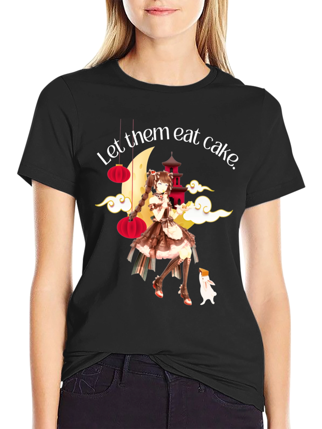 Black Let Them Eat Cake Anime T-Shirt view 2