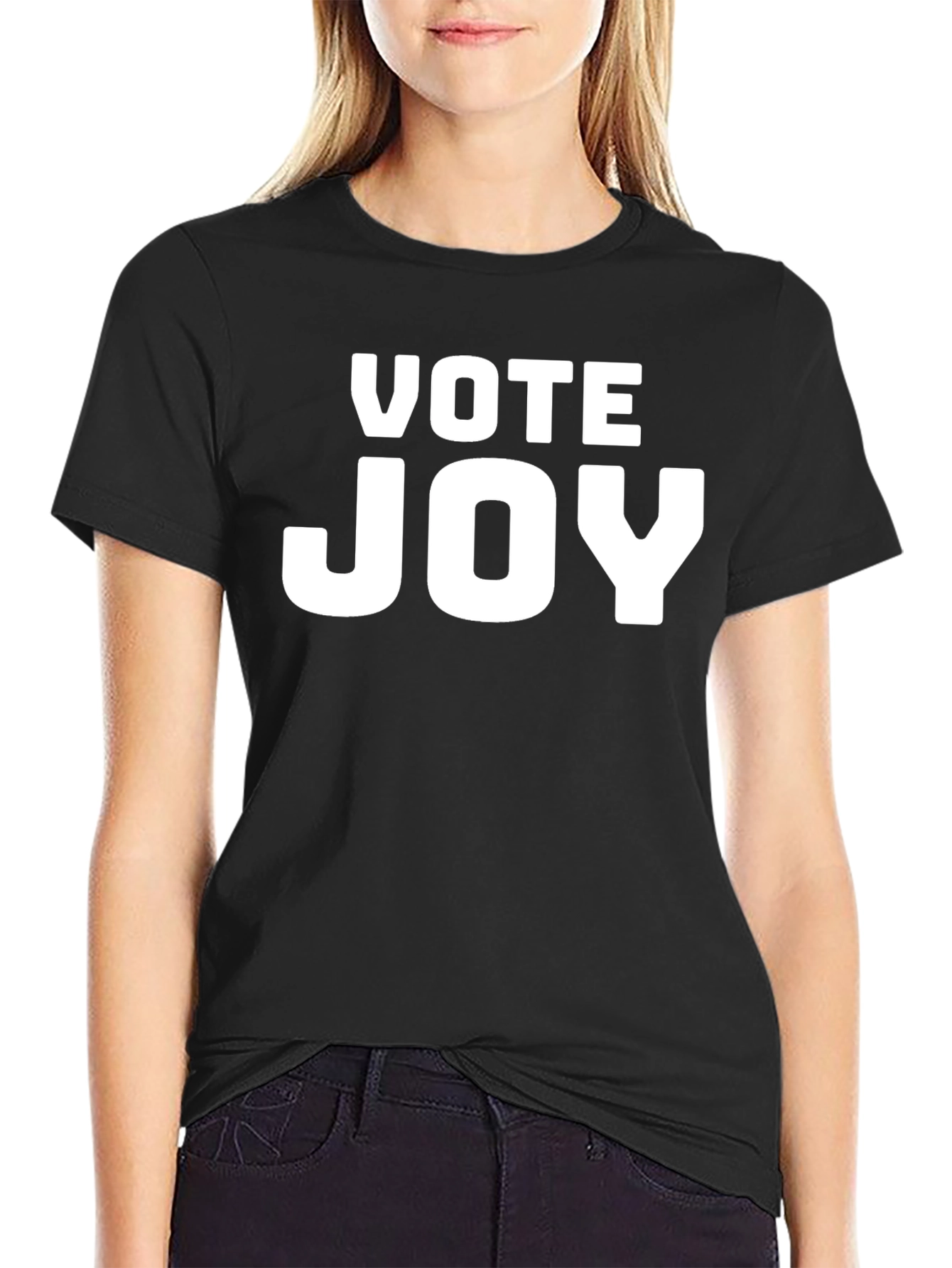 Black Vote Joy T-Shirt - Black Crew Neck Tee view 2