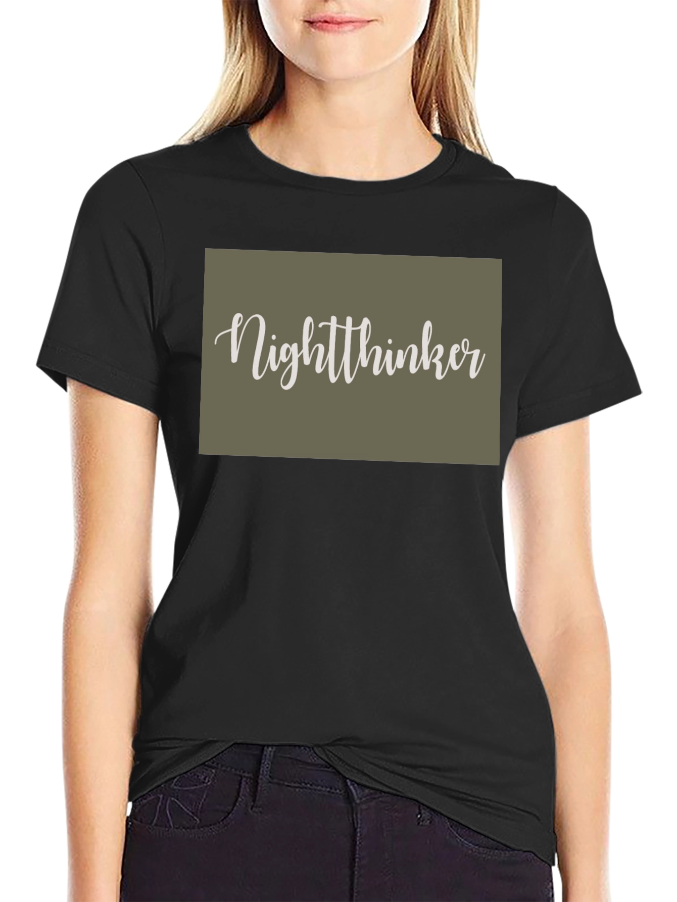 Black Nightthinker Graphic Tee - Soft Black Cotton view 2