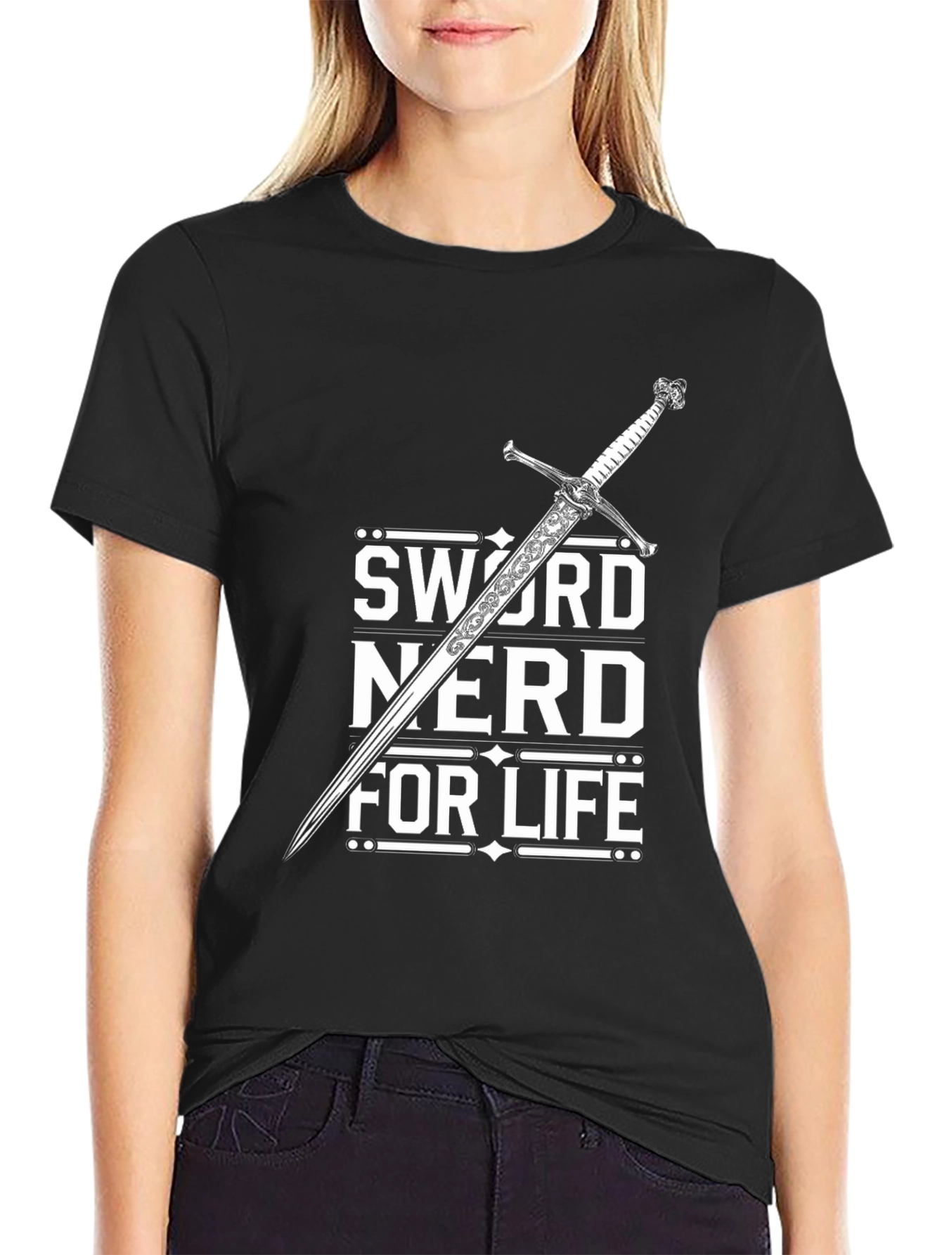 Black Sword Nerd For Life Black T-Shirt view 2