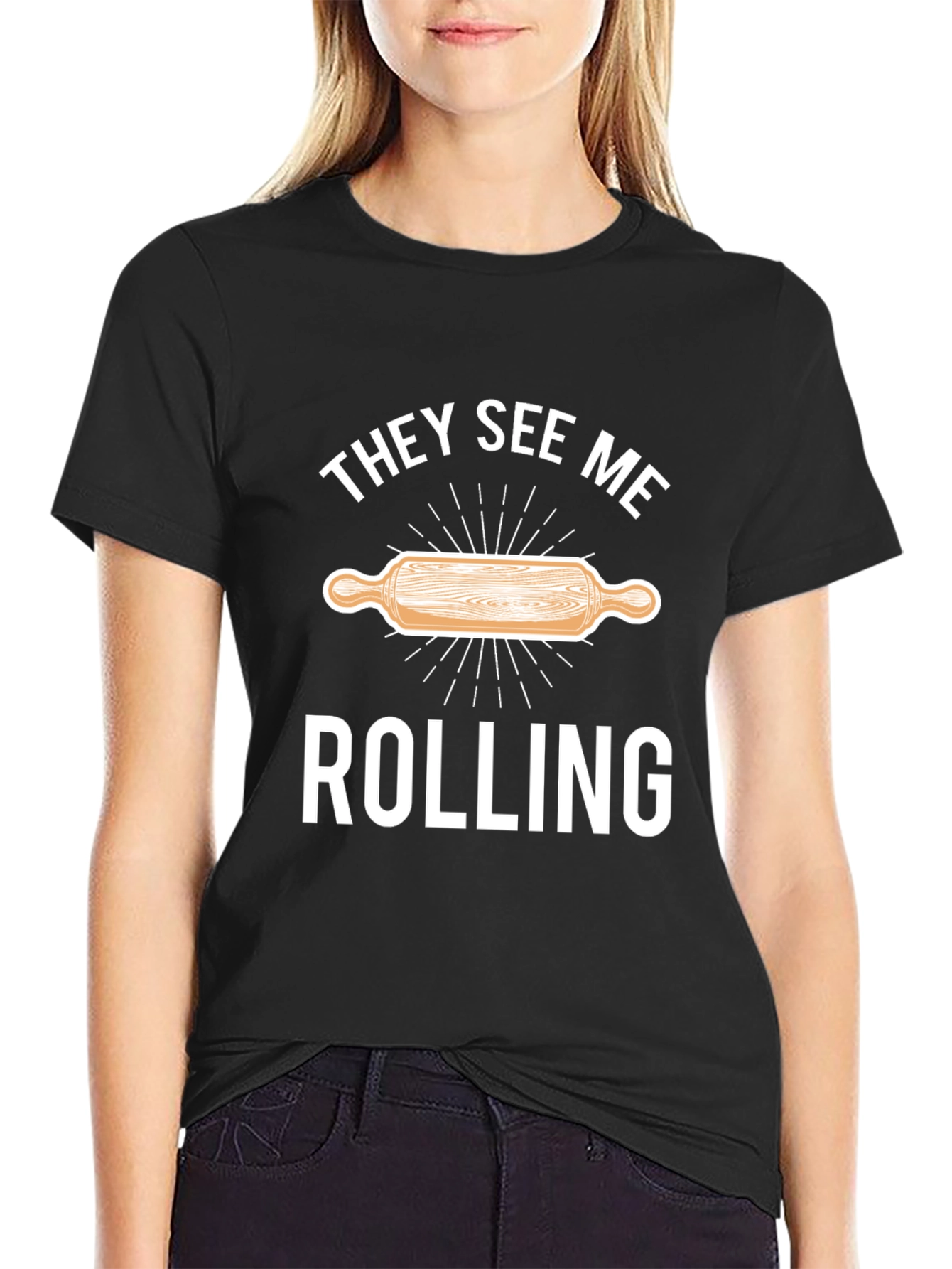 Black They See Me Rolling T-Shirt - Funny Baker Tee view 2