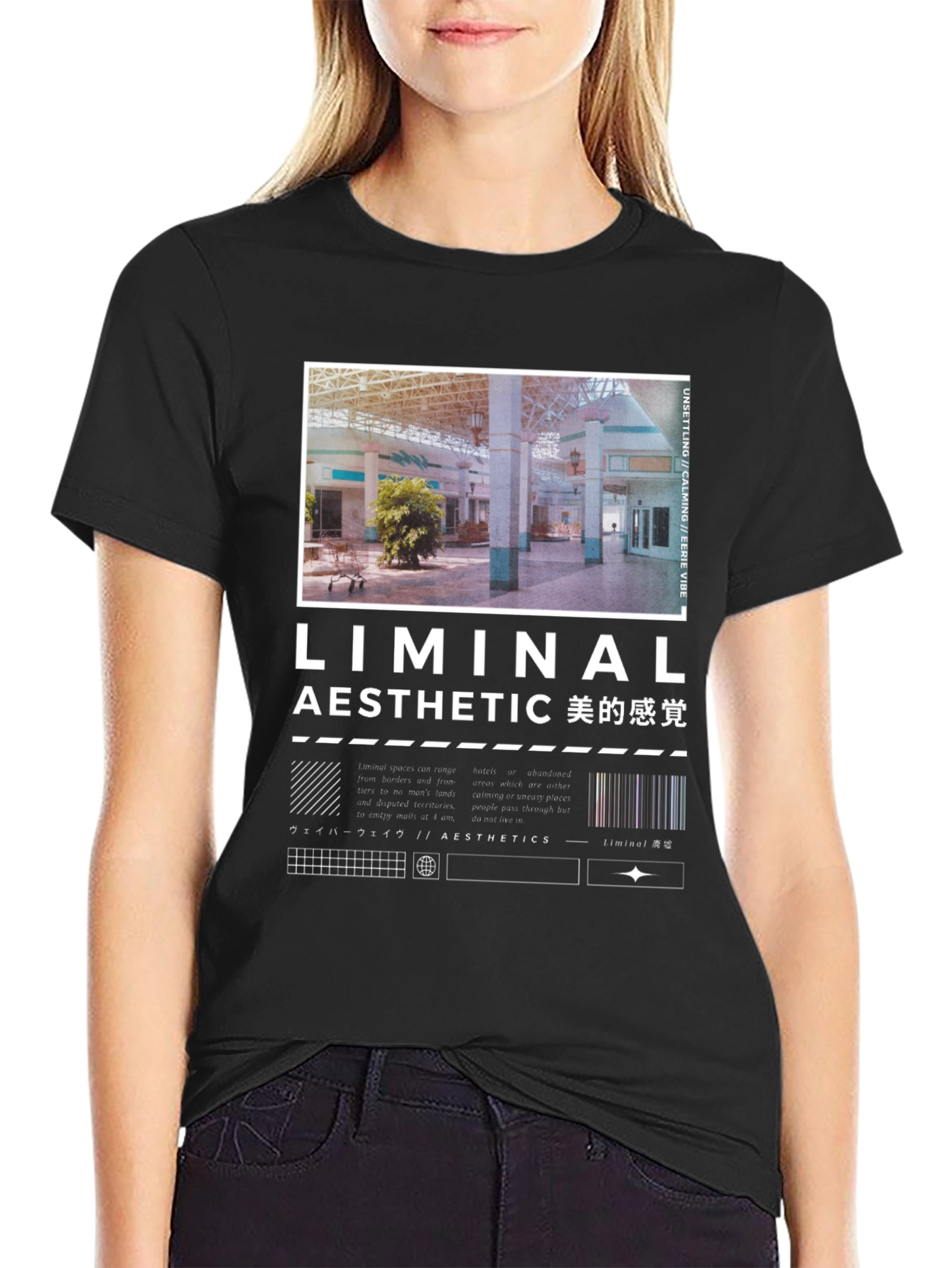 Black Liminal Aesthetic Graphic T-Shirt view 2