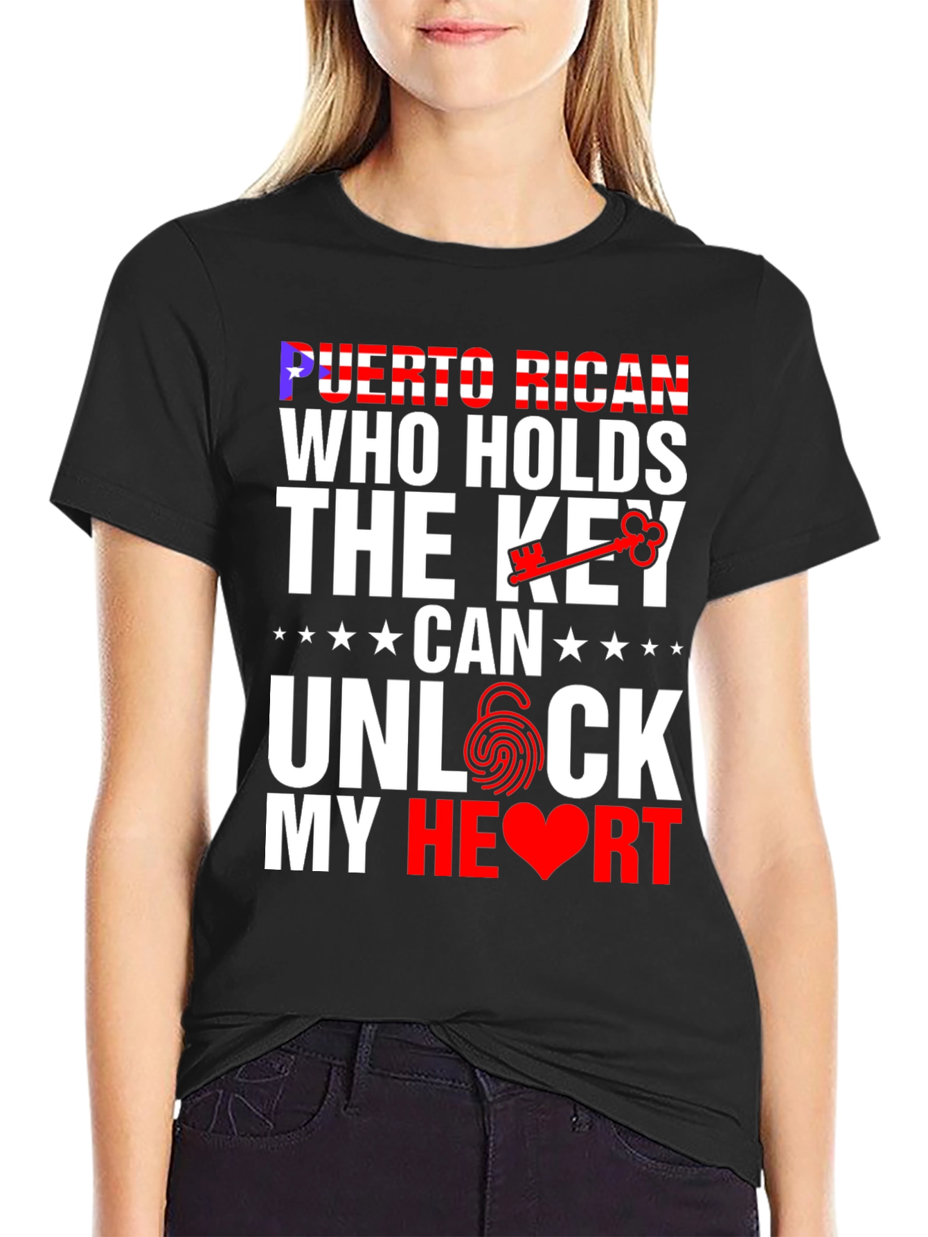 Black Puerto Rican Key to My Heart Graphic T-Shirt view 2