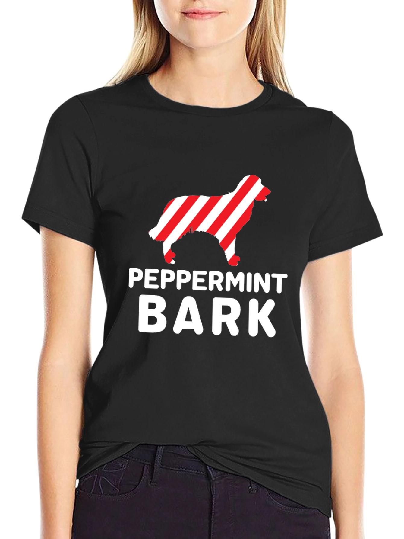 Black Peppermint Bark Dog Lover Black Tee view 2
