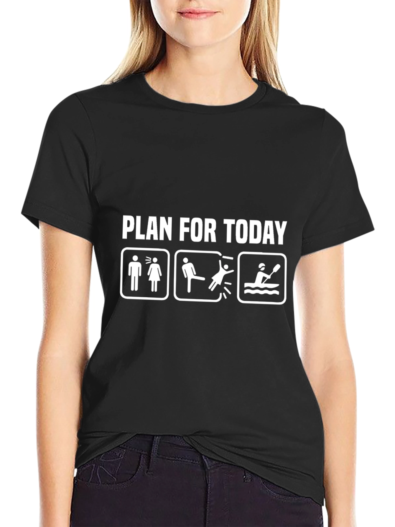 Black Funny Kayak T-Shirt: Plan for Today Design view 2