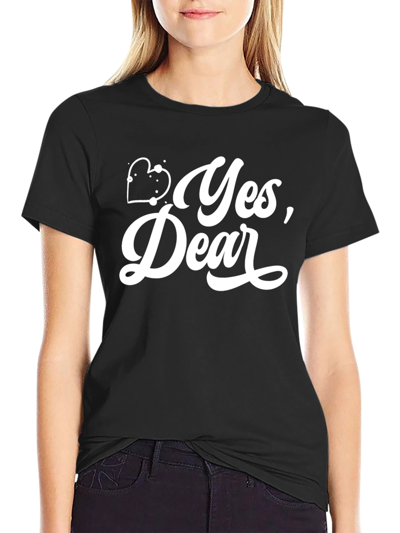 Black Yes, Dear T-Shirt - Fun Couple's Tee view 2