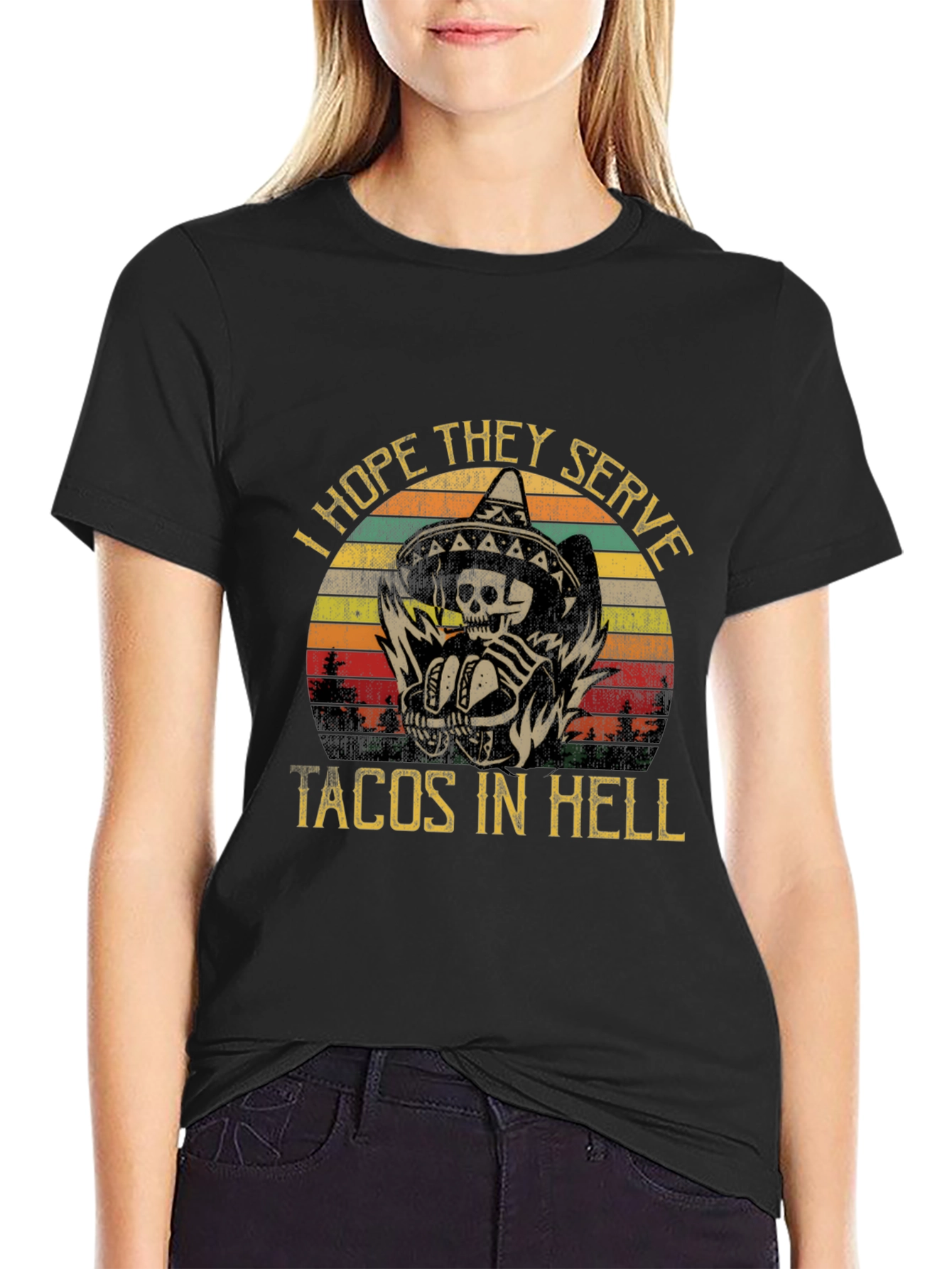 Black I Hope They Serve Tacos in Hell Graphic Tee view 2