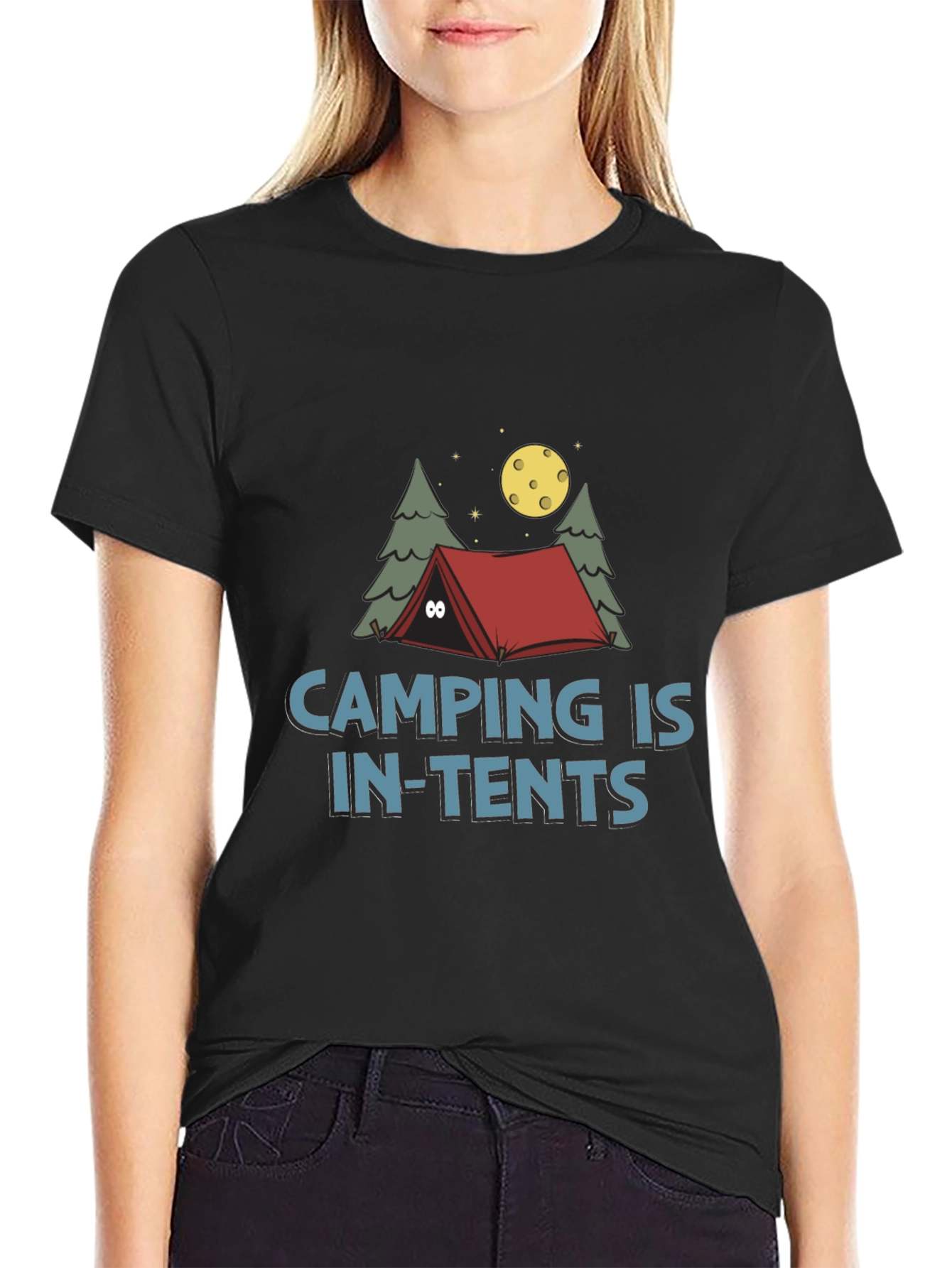 Black Camping Is In-Tents Funny Graphic Tee view 2