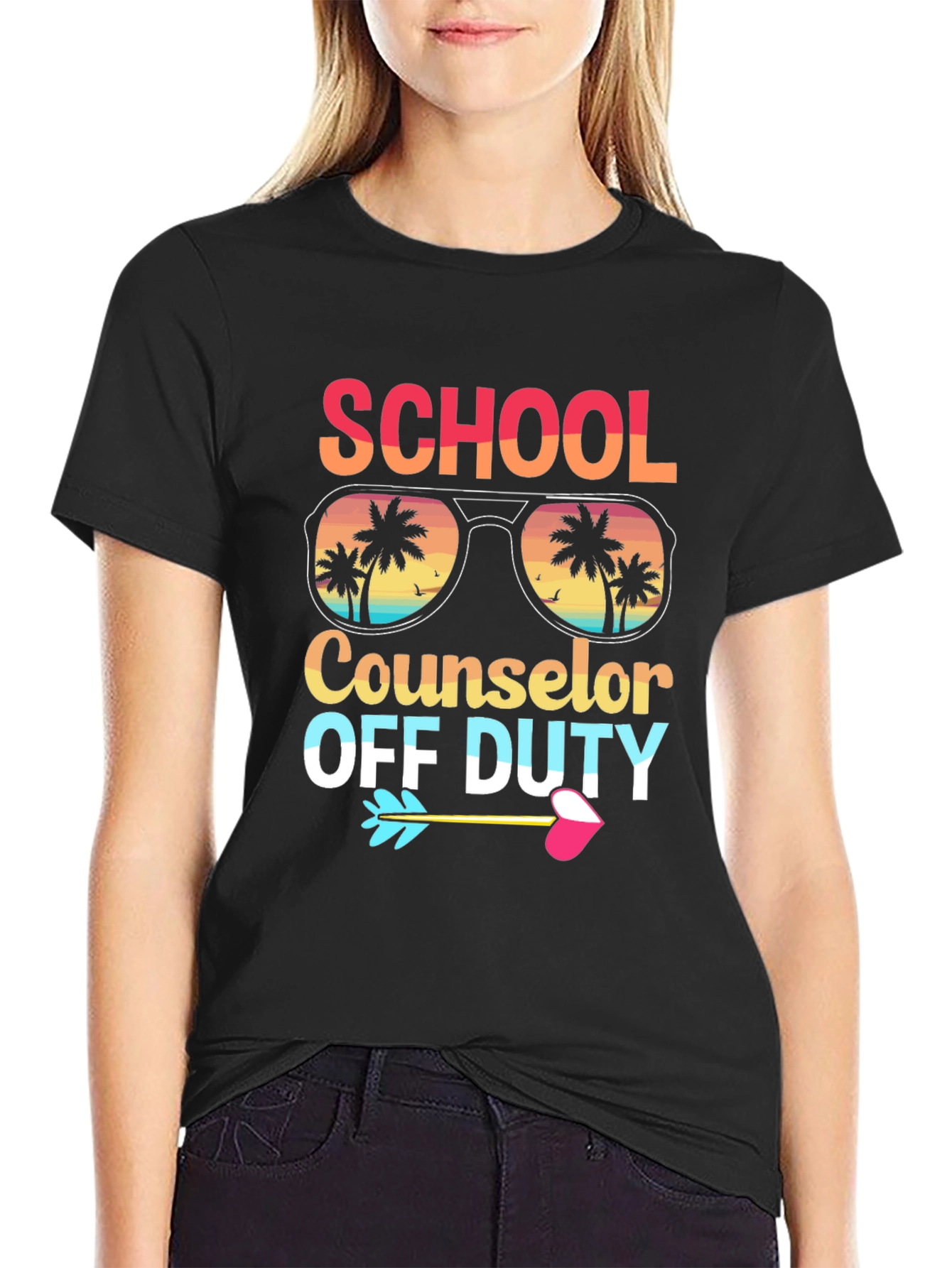 Black School Counselor Off Duty Graphic T-Shirt view 2