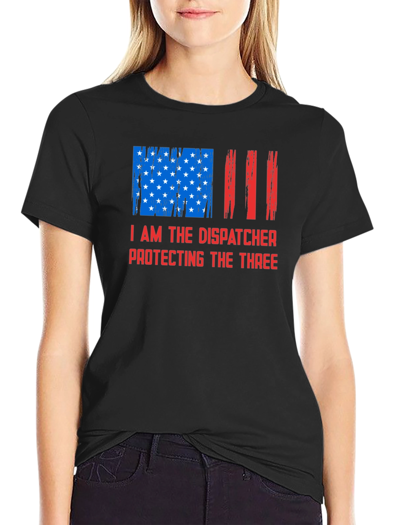Black Dispatcher Protecting The Three Graphic T-Shirt view 2