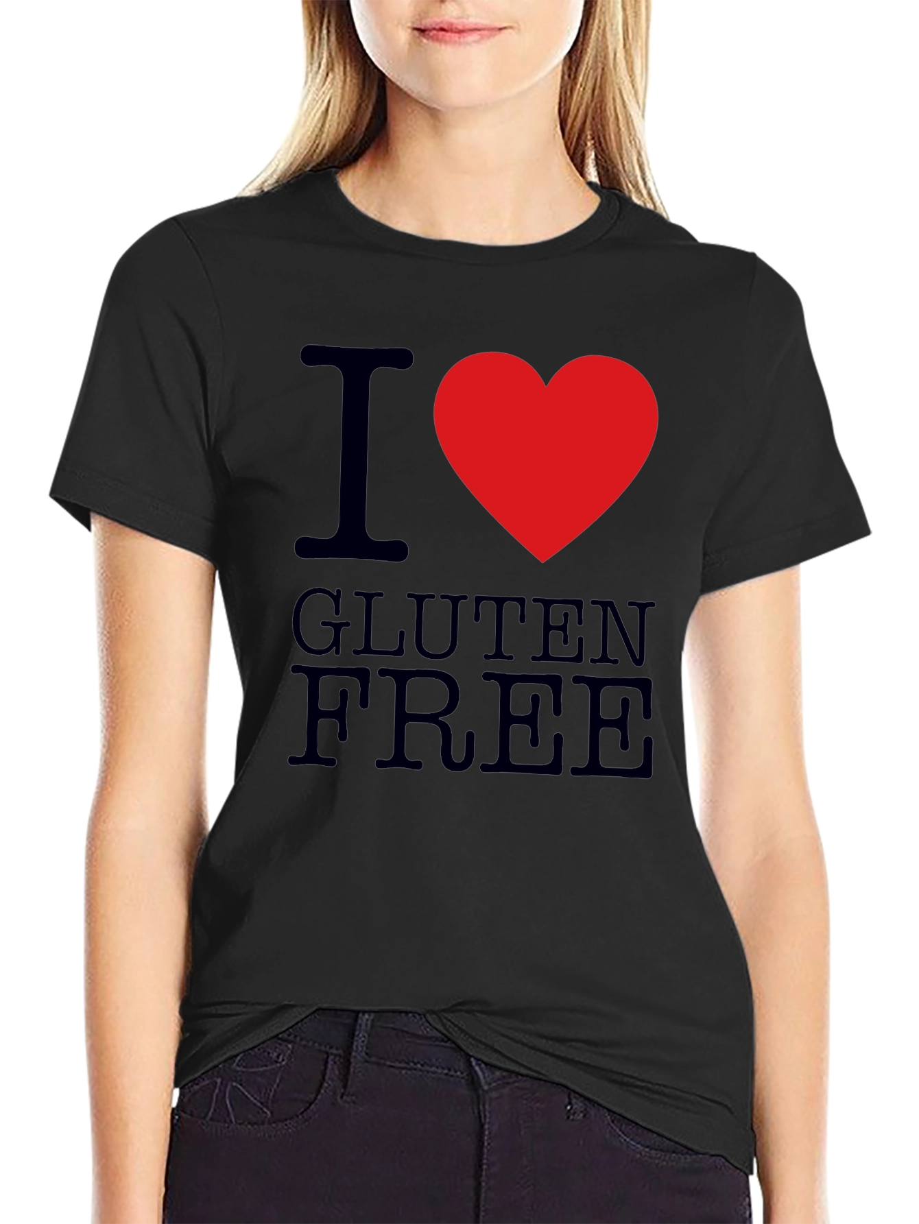 Black I Heart Gluten Free T-Shirt - Mens Black Tee view 2